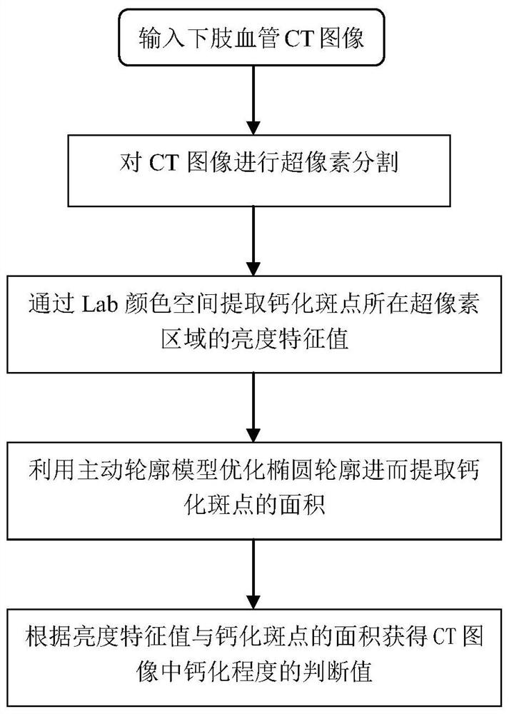 Clustering algorithm-based lower limb vascular calcification index multi-parameter accumulation calculation method