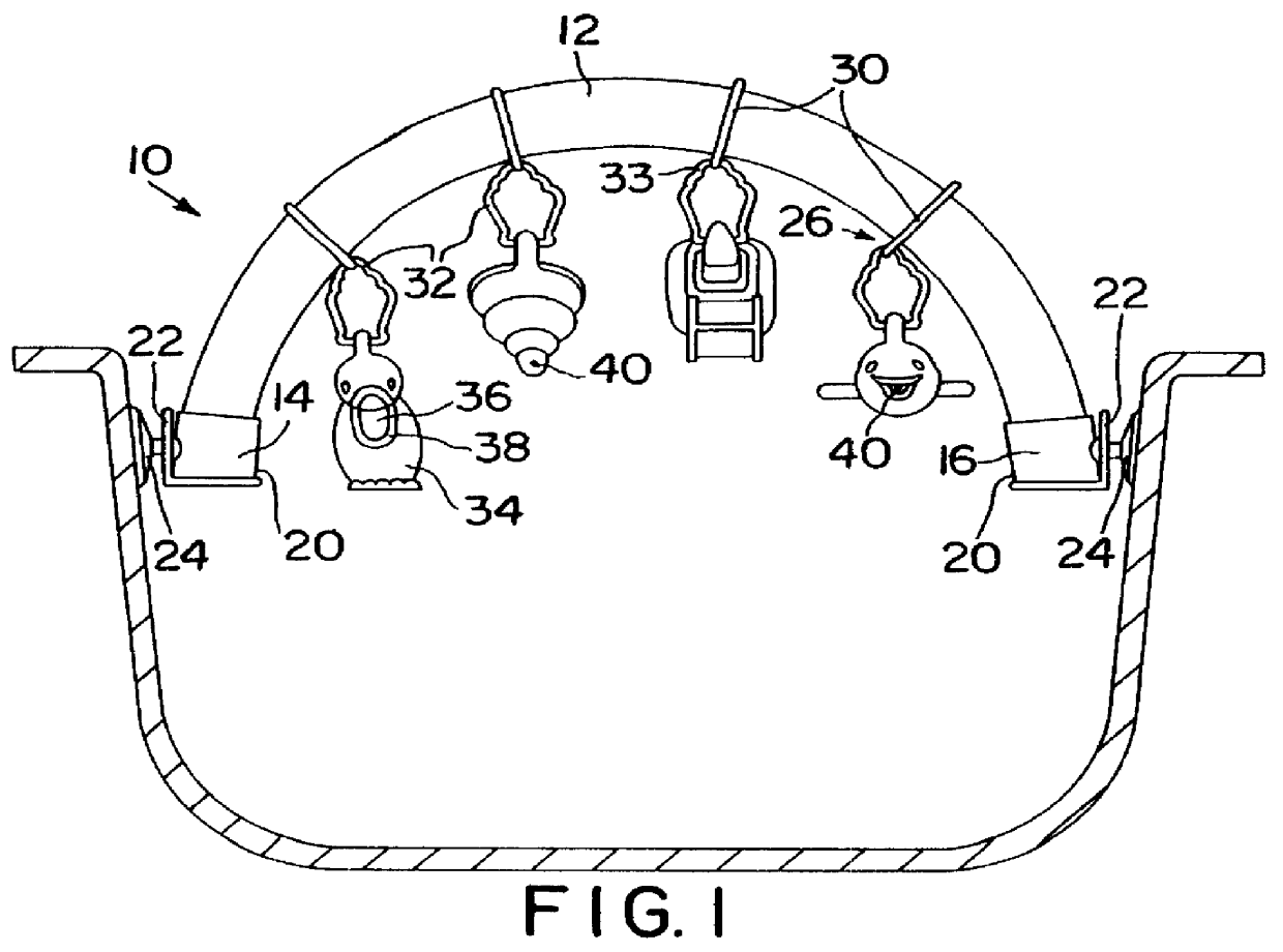 Infant bath toy mounting device