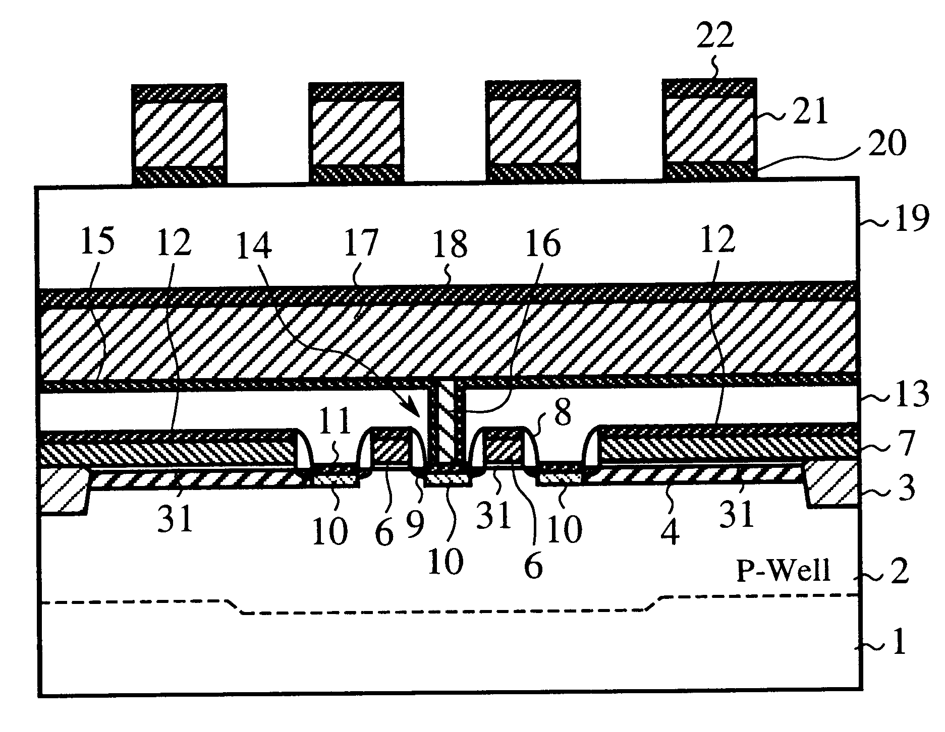 Semiconductor integrated circuit device and method of manufacturing the same, and cell size calculation method for DRAM memory cells