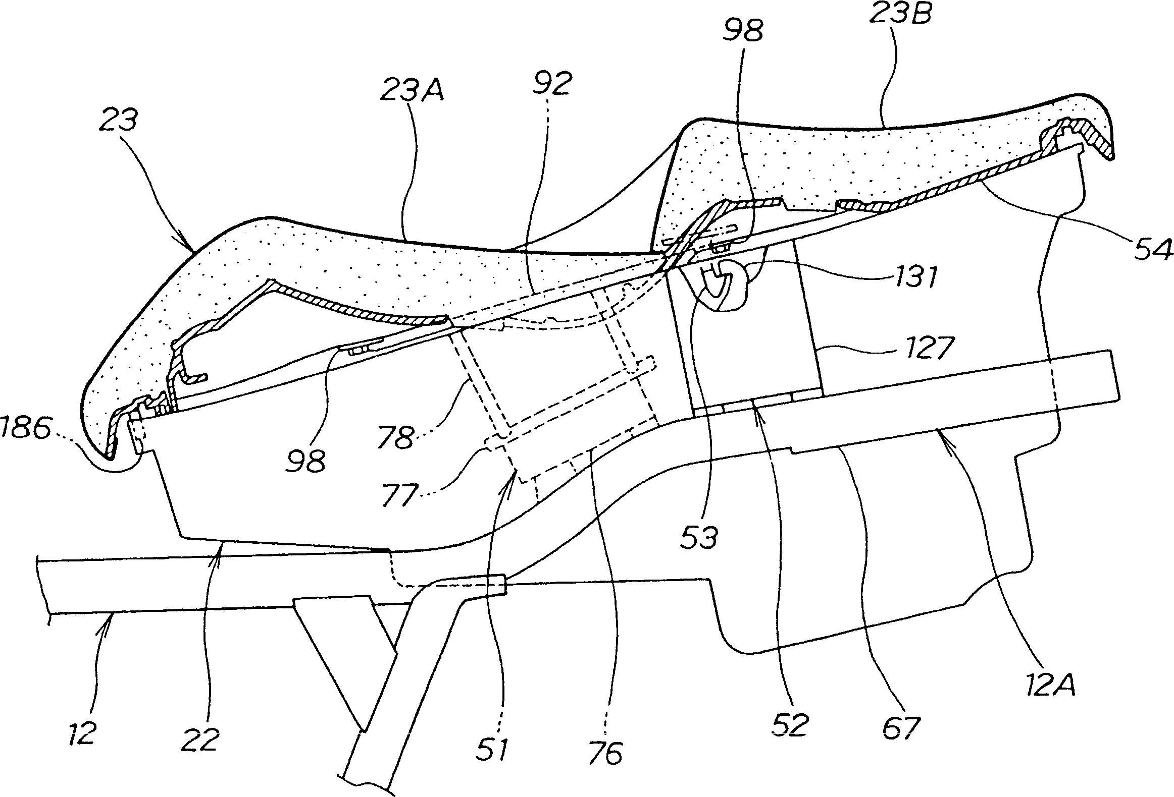 Saddle of motorcycle