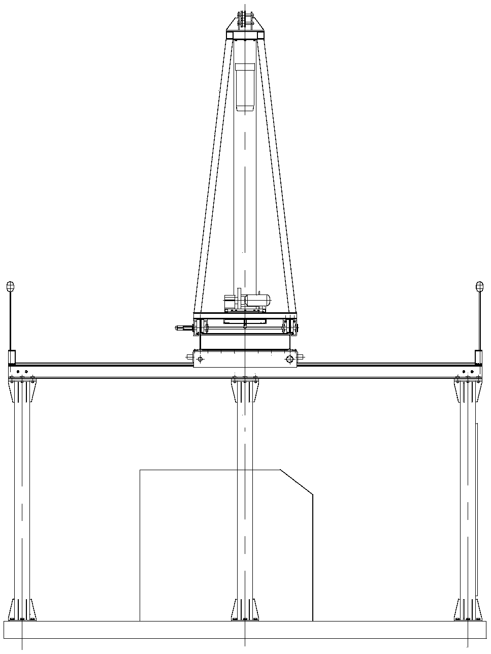 Detecting and testing device for falling object protection structure