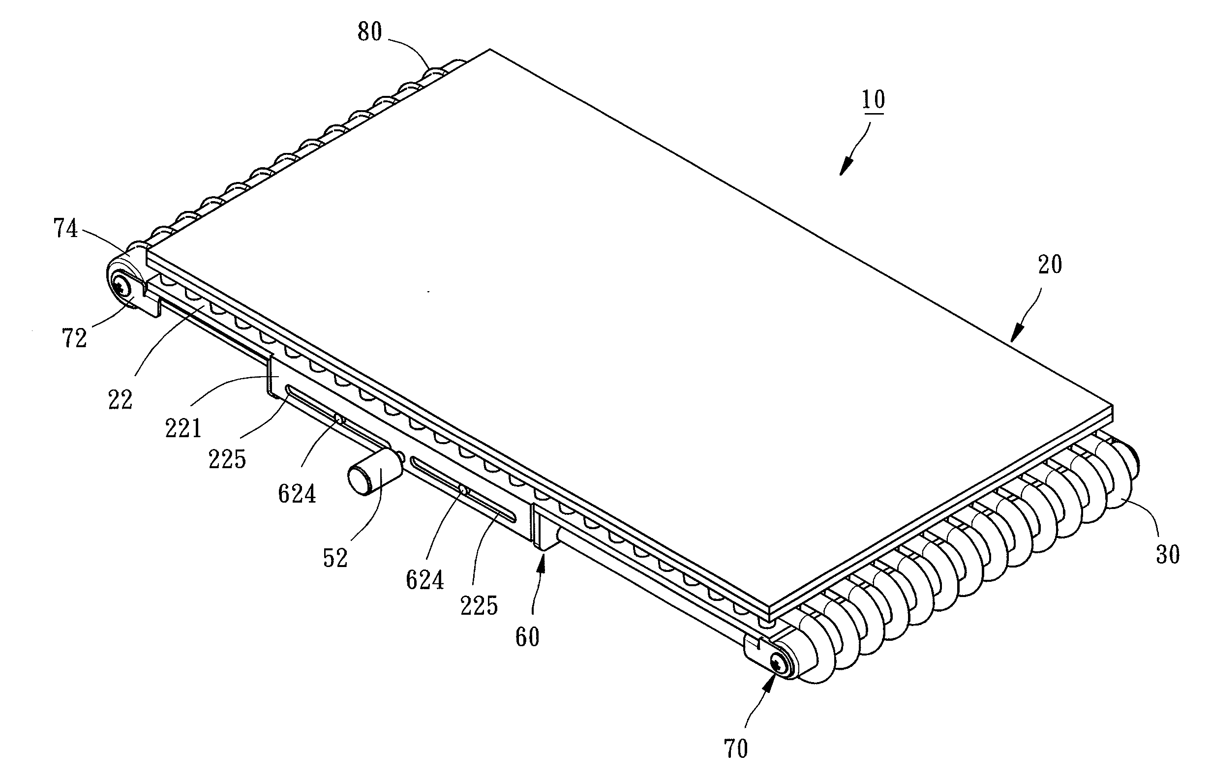 Hardness-adjustable platform for supporting conveyor belt of treadmill