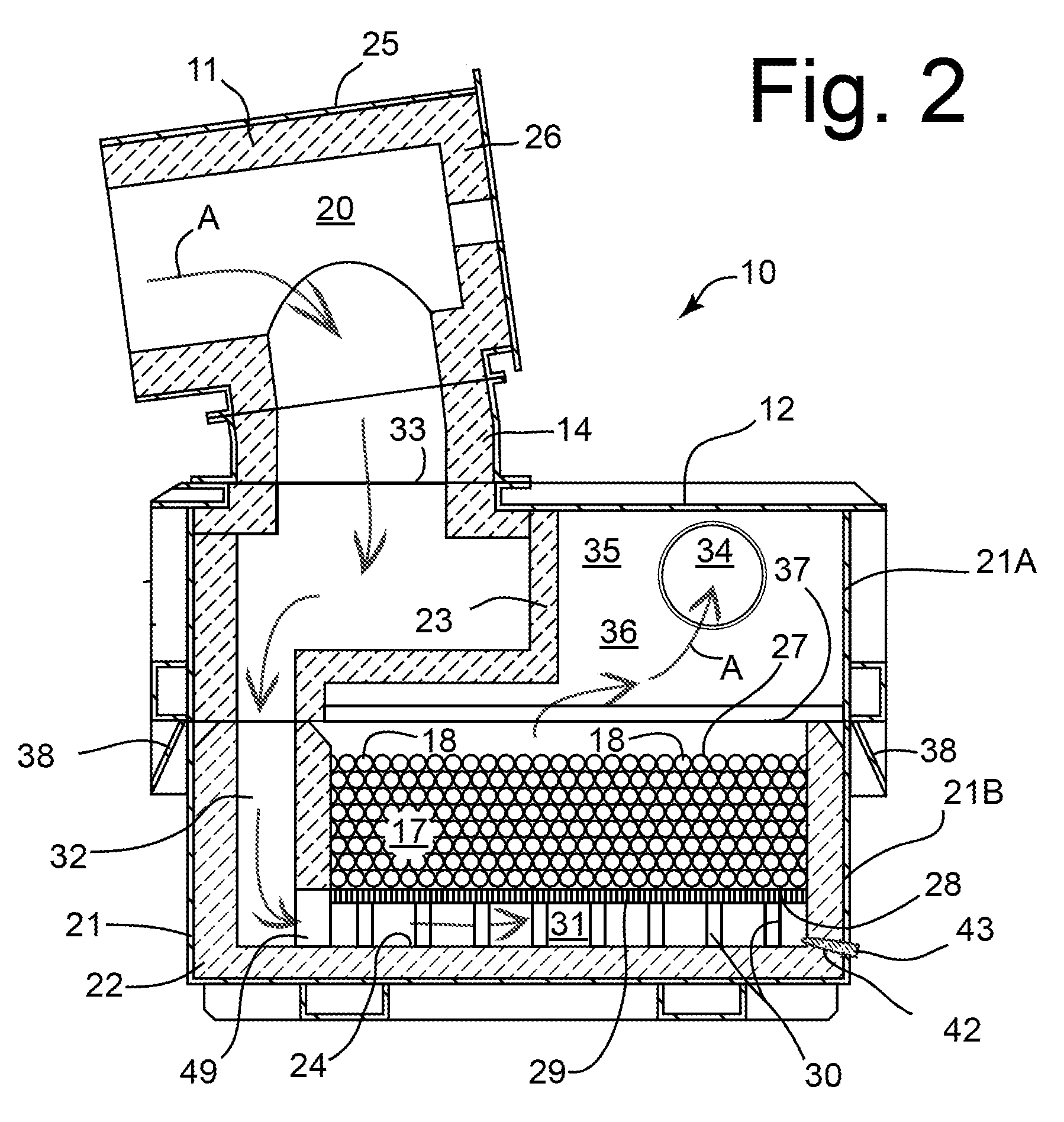 Reverse flow regenerative apparatus and method