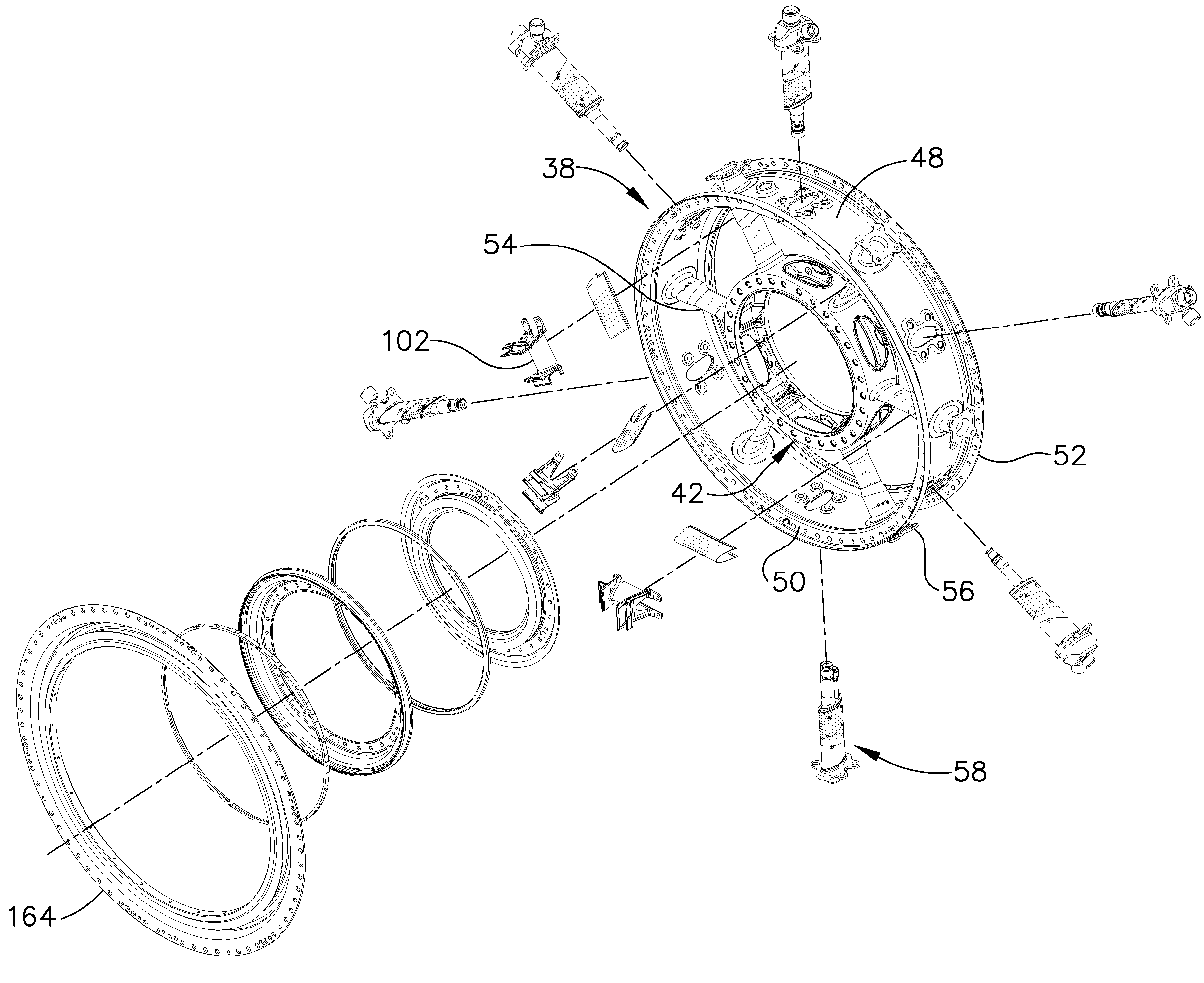 Turbine frame assembly and method for a gas turbine engine