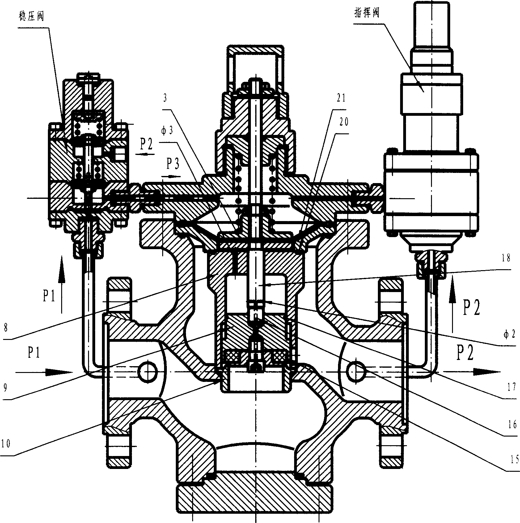 High differential pressure high accuracy cage type pressure regulating device