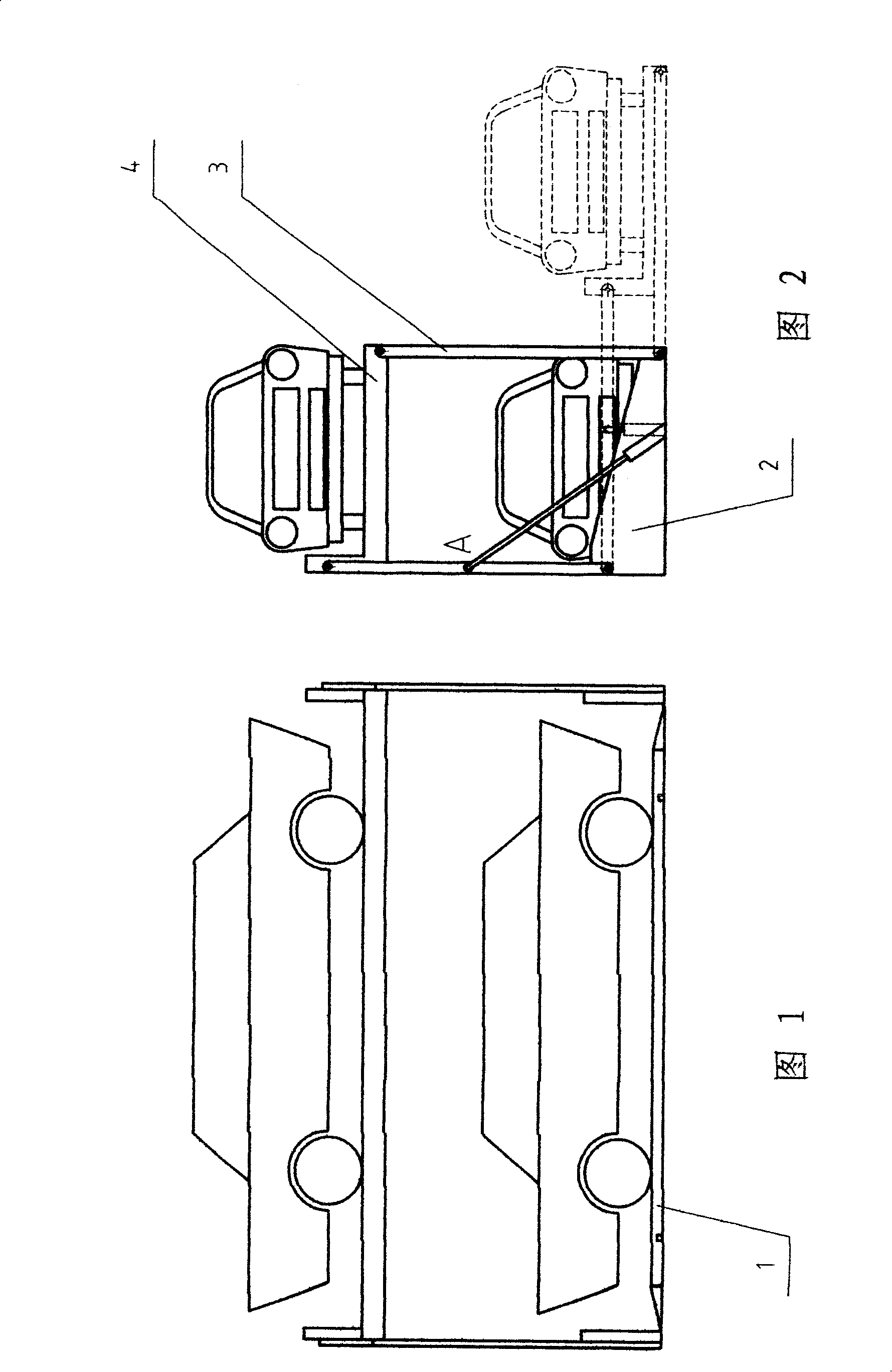 Transversely liftable parking support