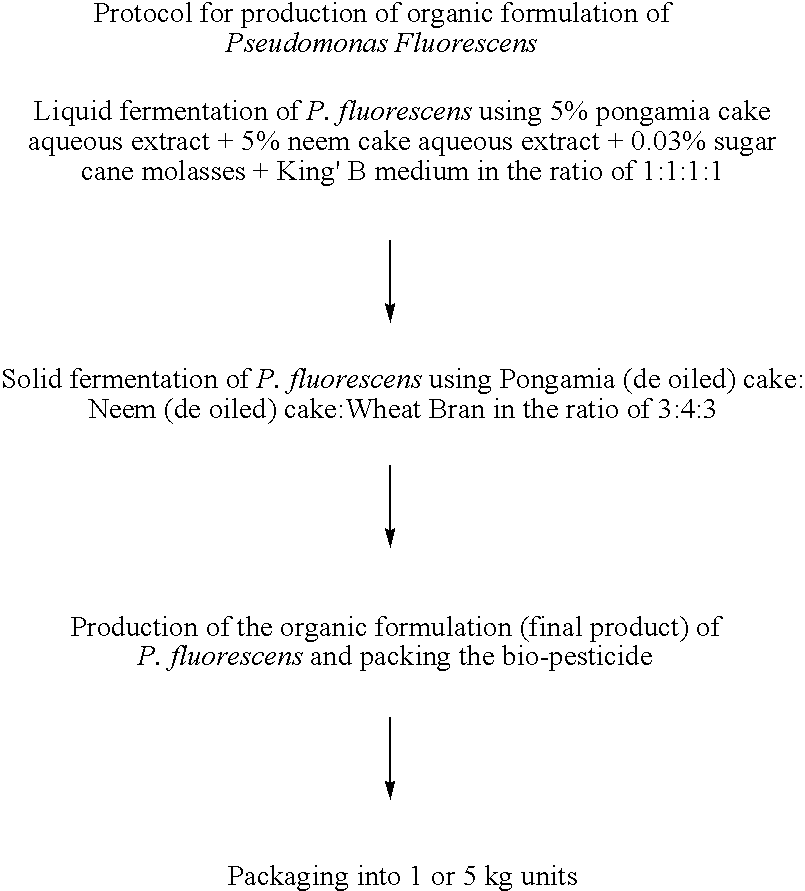 Process for the production of organic formulation of bio-pesticide Pseudomonas fluorescens