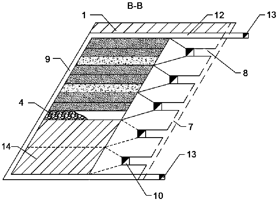 Downward concave-convex rib-free inlaying continuous layered filling mining method