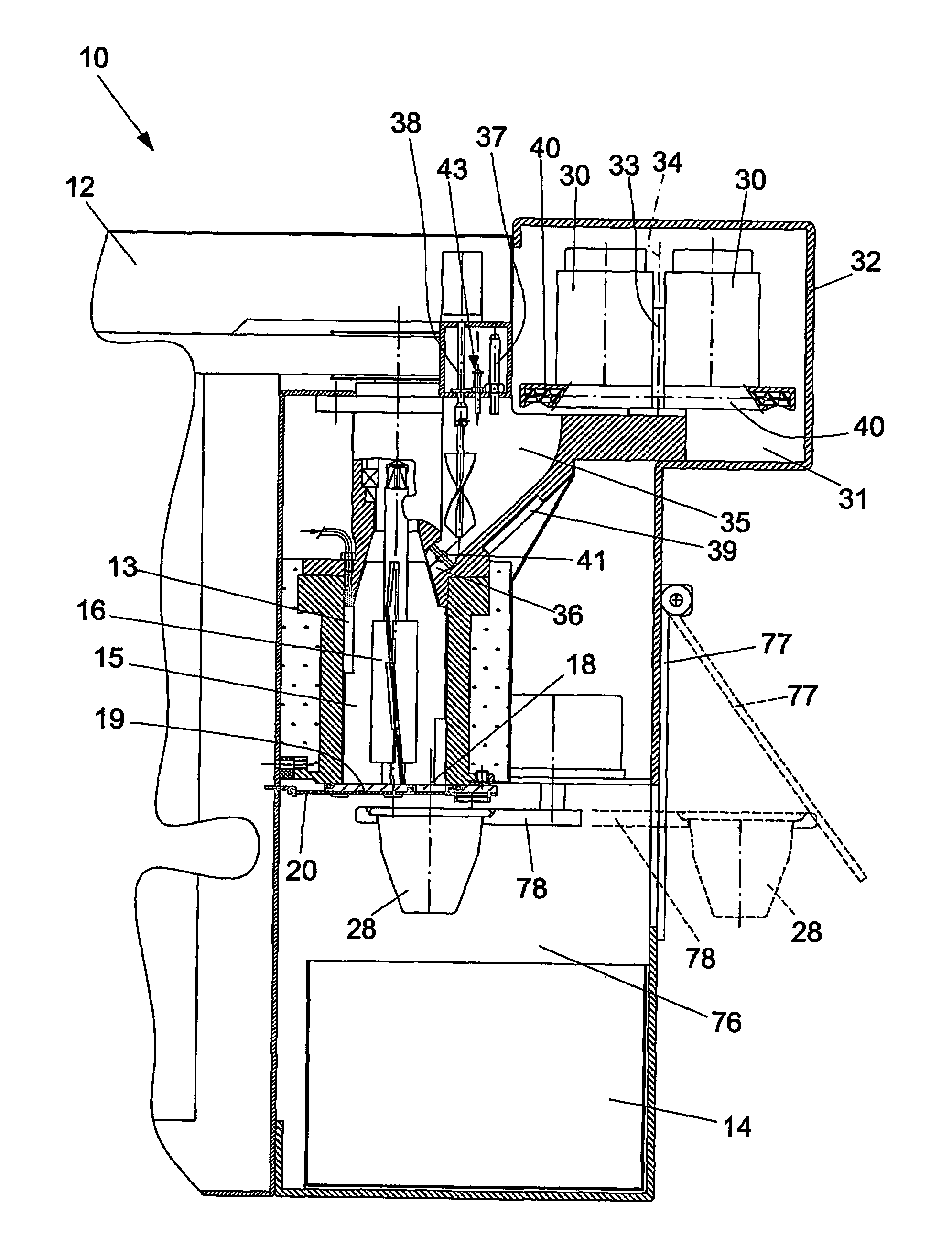 Machine for the production of ice-cream portions equipped with a feeding device for a preparation