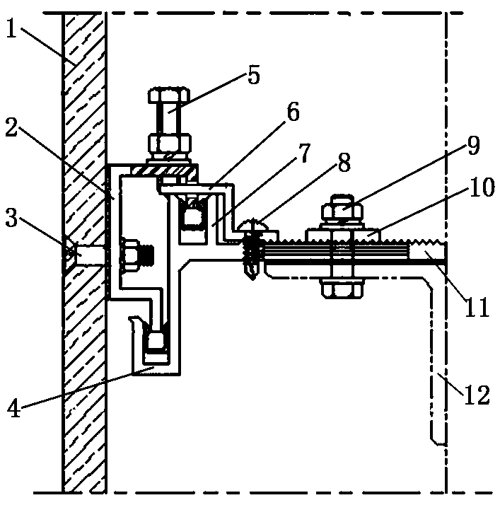 Curtain wall panel hanging assembly and using method thereof