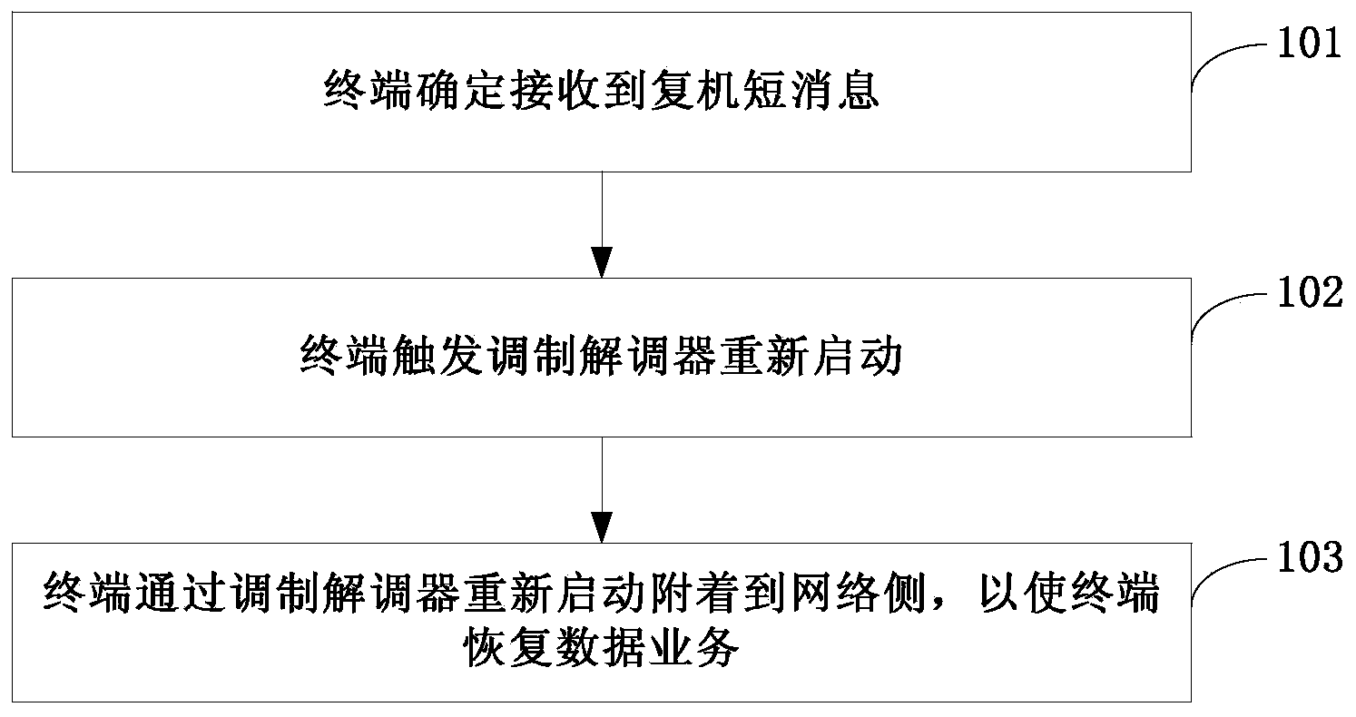 Method and terminal for recovering data service