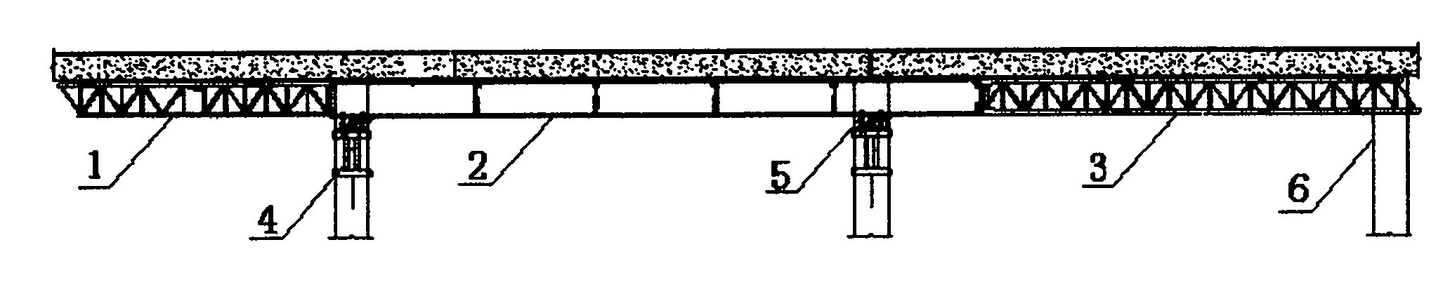 Construction process for overhead back-up movement and dismantlement of movable shuttering form