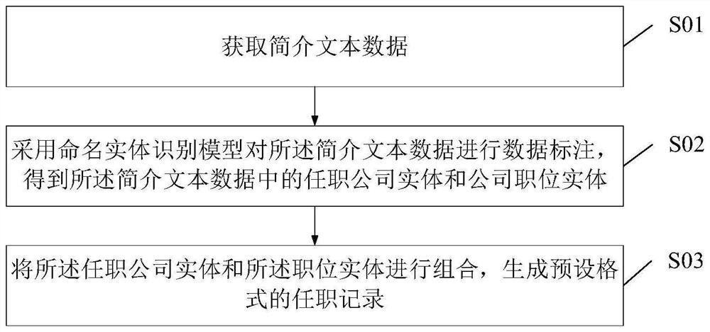 Entity extraction-based job record generation method, device and equipment