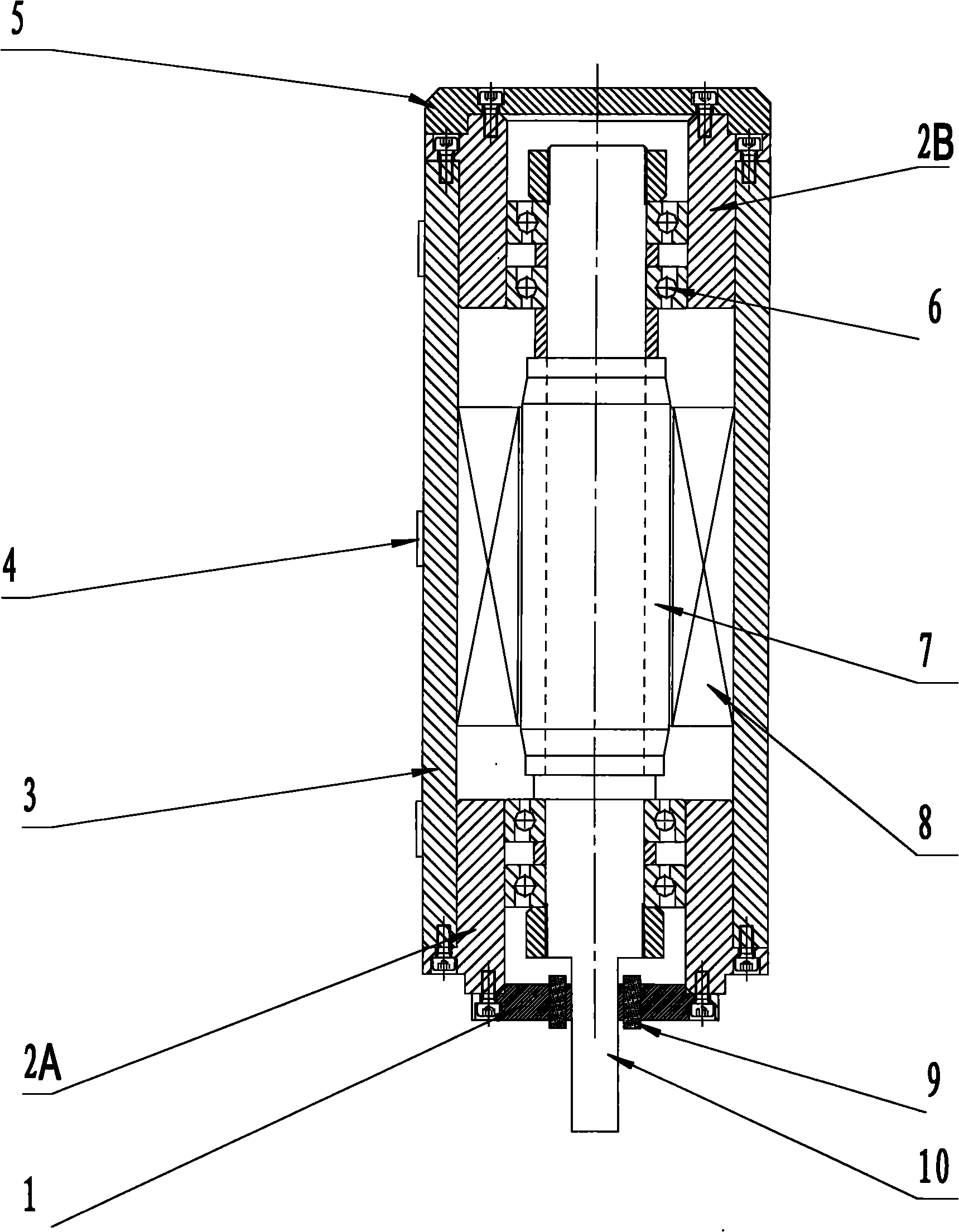 Electric main shaft structure capable of realizing self-examination of thermal extension