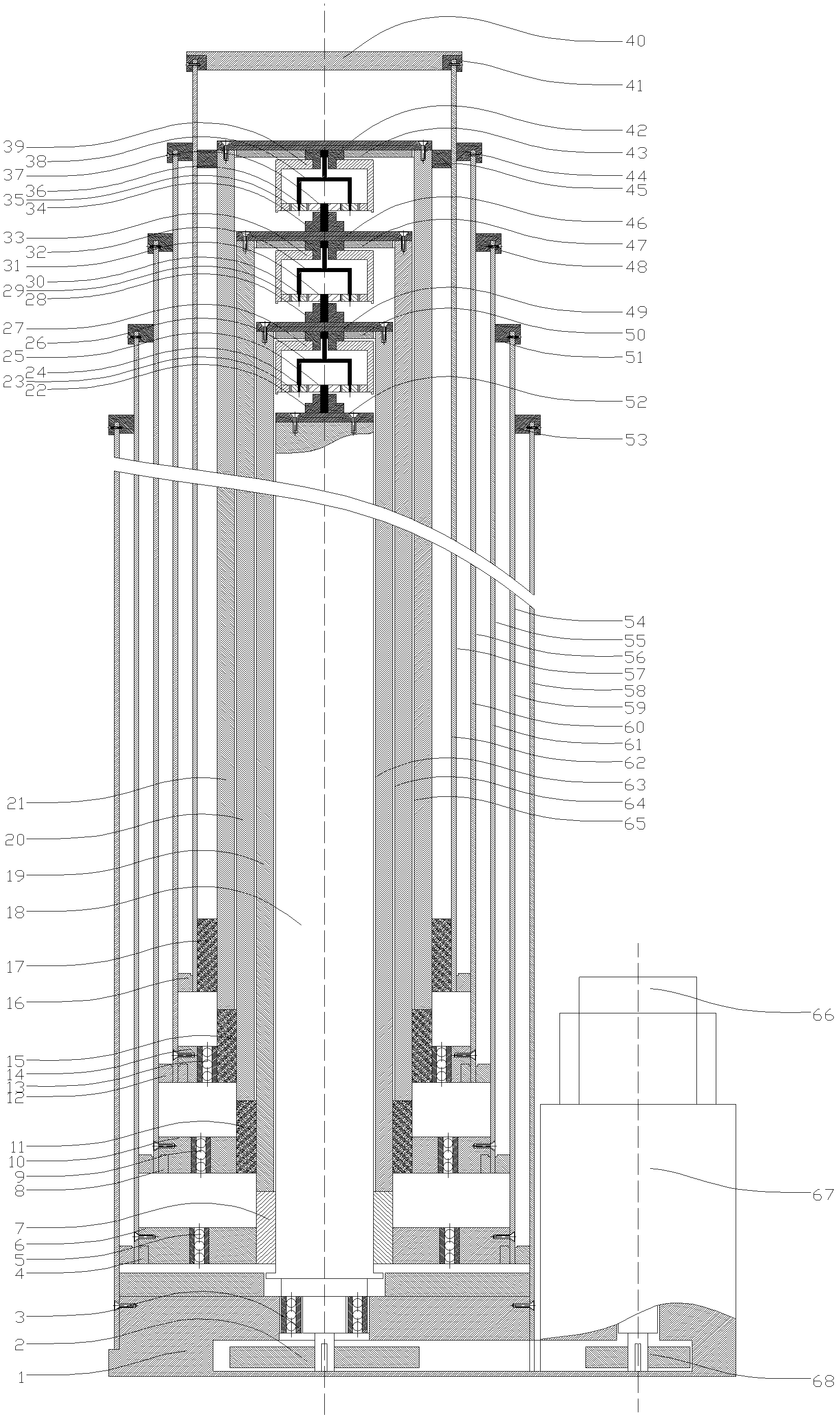 Ball screw and sliding screw mutually nested type synchronous lifting photoelectric mast