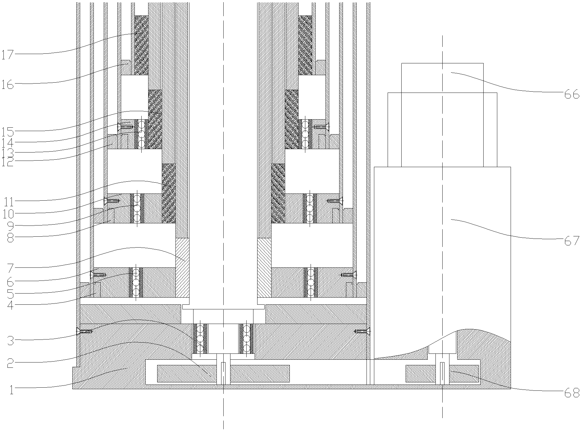 Ball screw and sliding screw mutually nested type synchronous lifting photoelectric mast