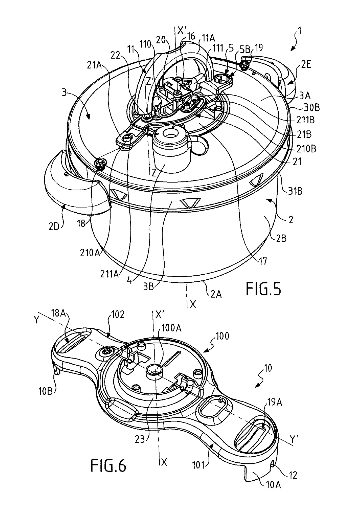 Bayonet fitting pressure cooker provided with a control member