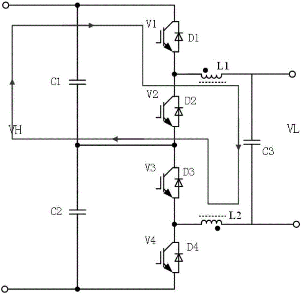 Isolated three-level bidirectional DC-DC converter with coupling inductor