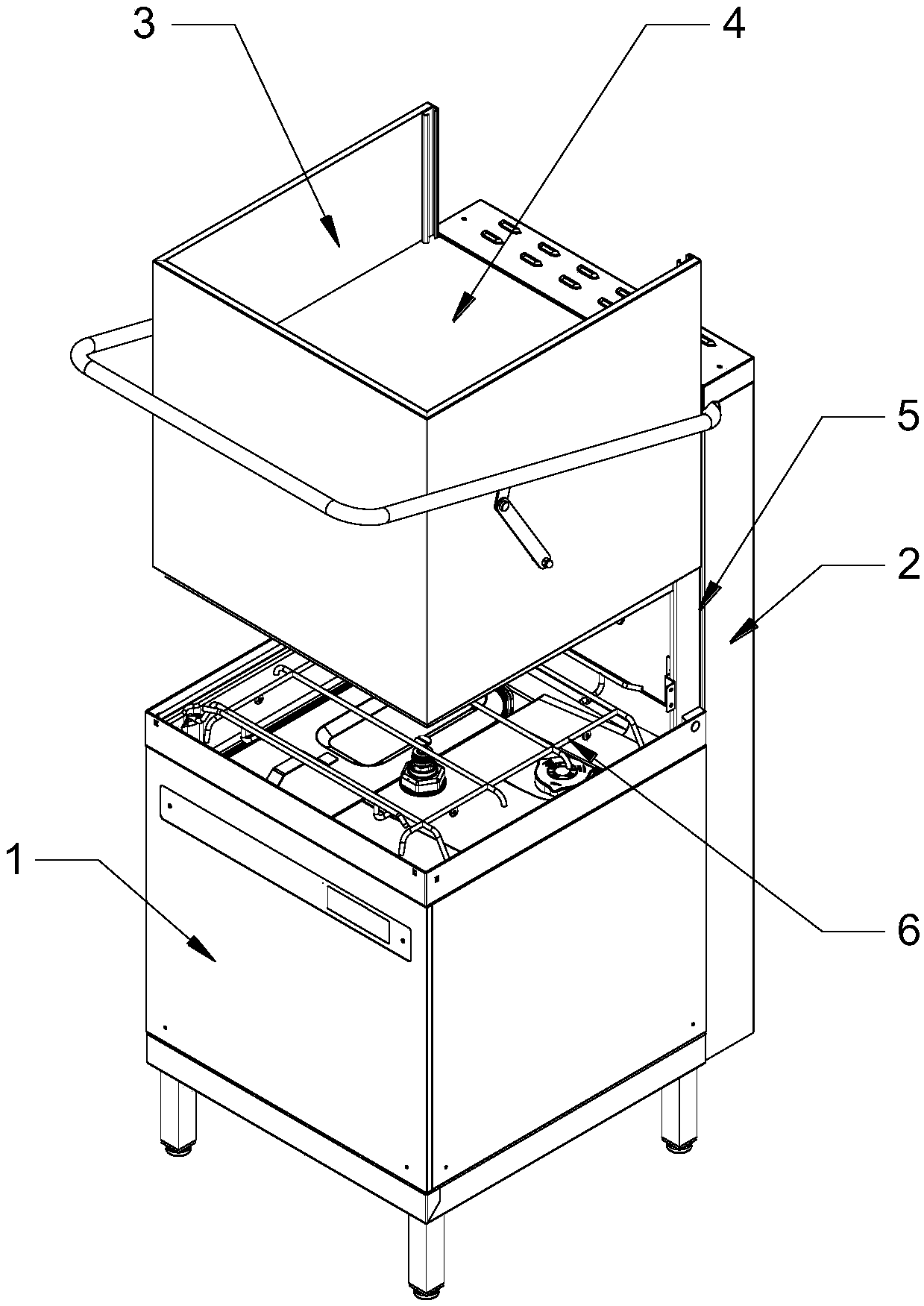 Novel uncovering type dishwasher