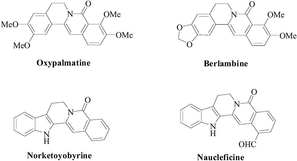 Method for synthesizing 6-6 fused ring structure in berberine and ebony natural product