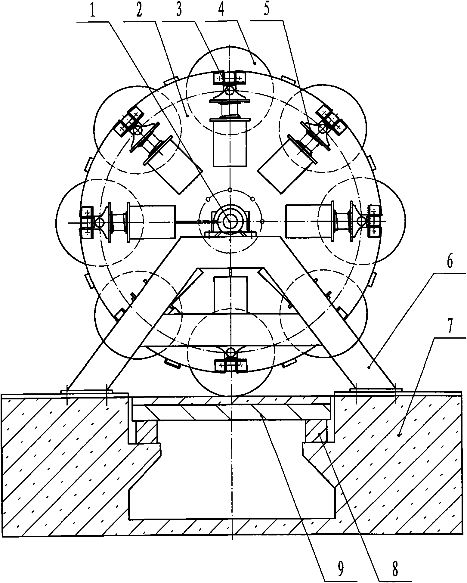 Fatigue tester for paving rotary wheel type bridge