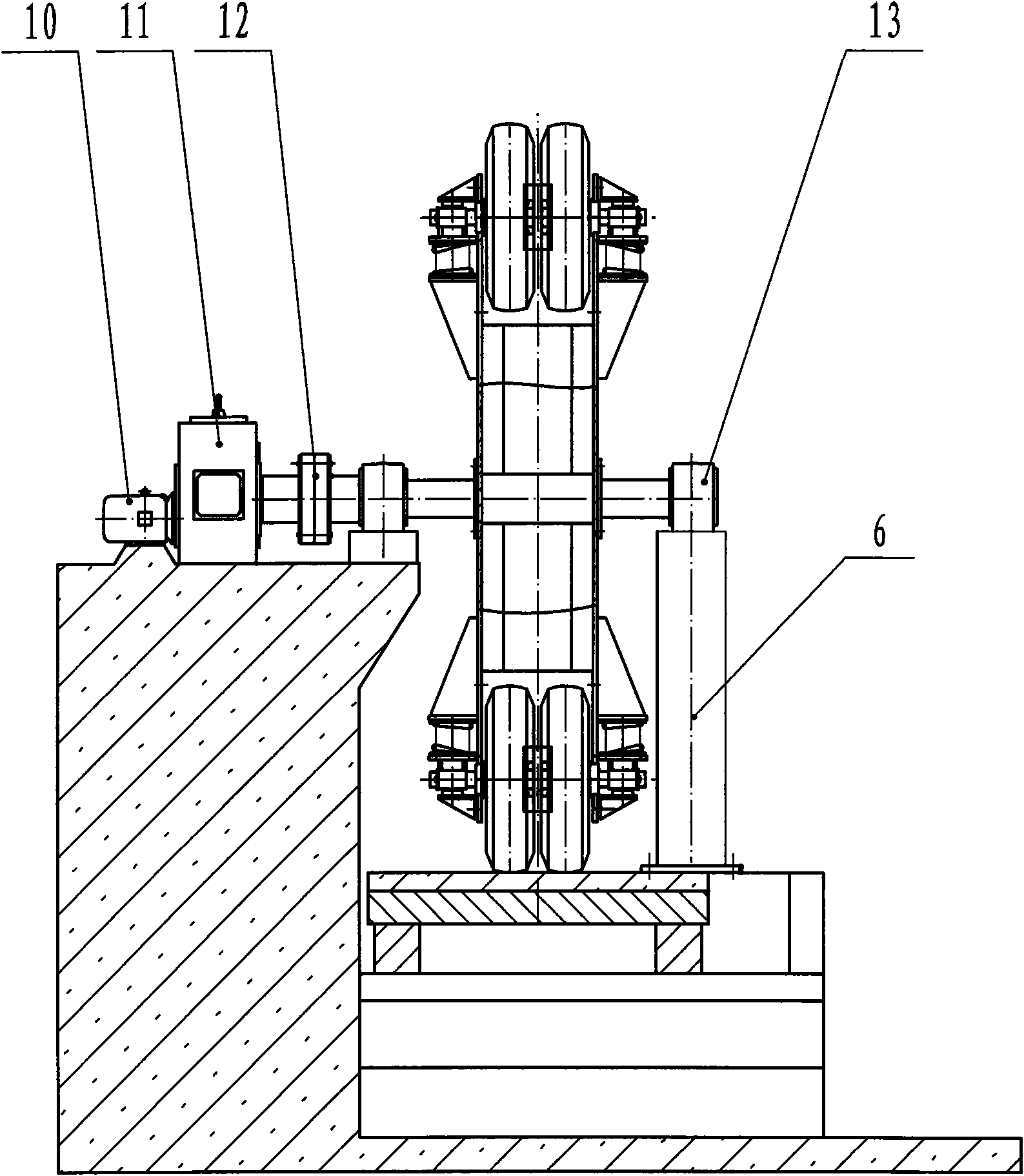 Fatigue tester for paving rotary wheel type bridge