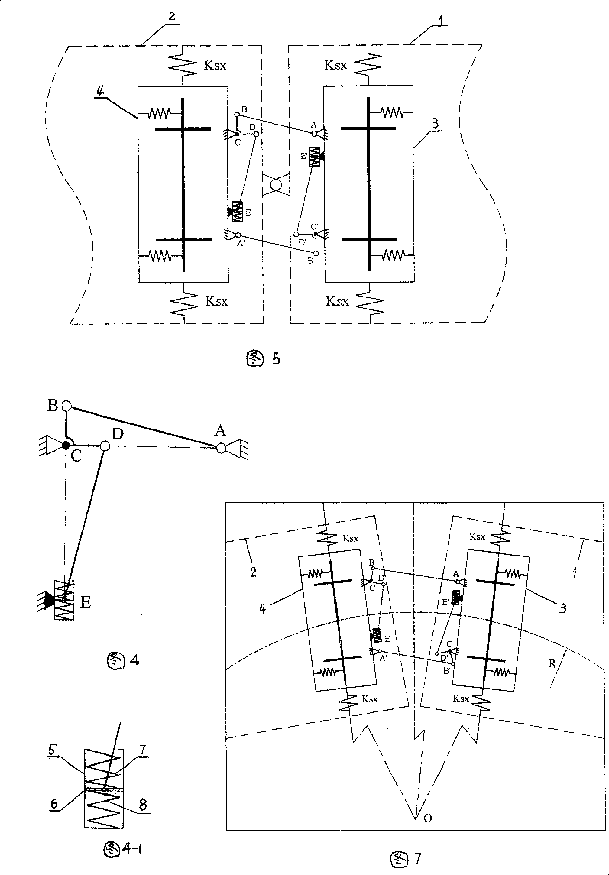 Independent wheel direct single axis bogie flexible coupling radial adjusting agency