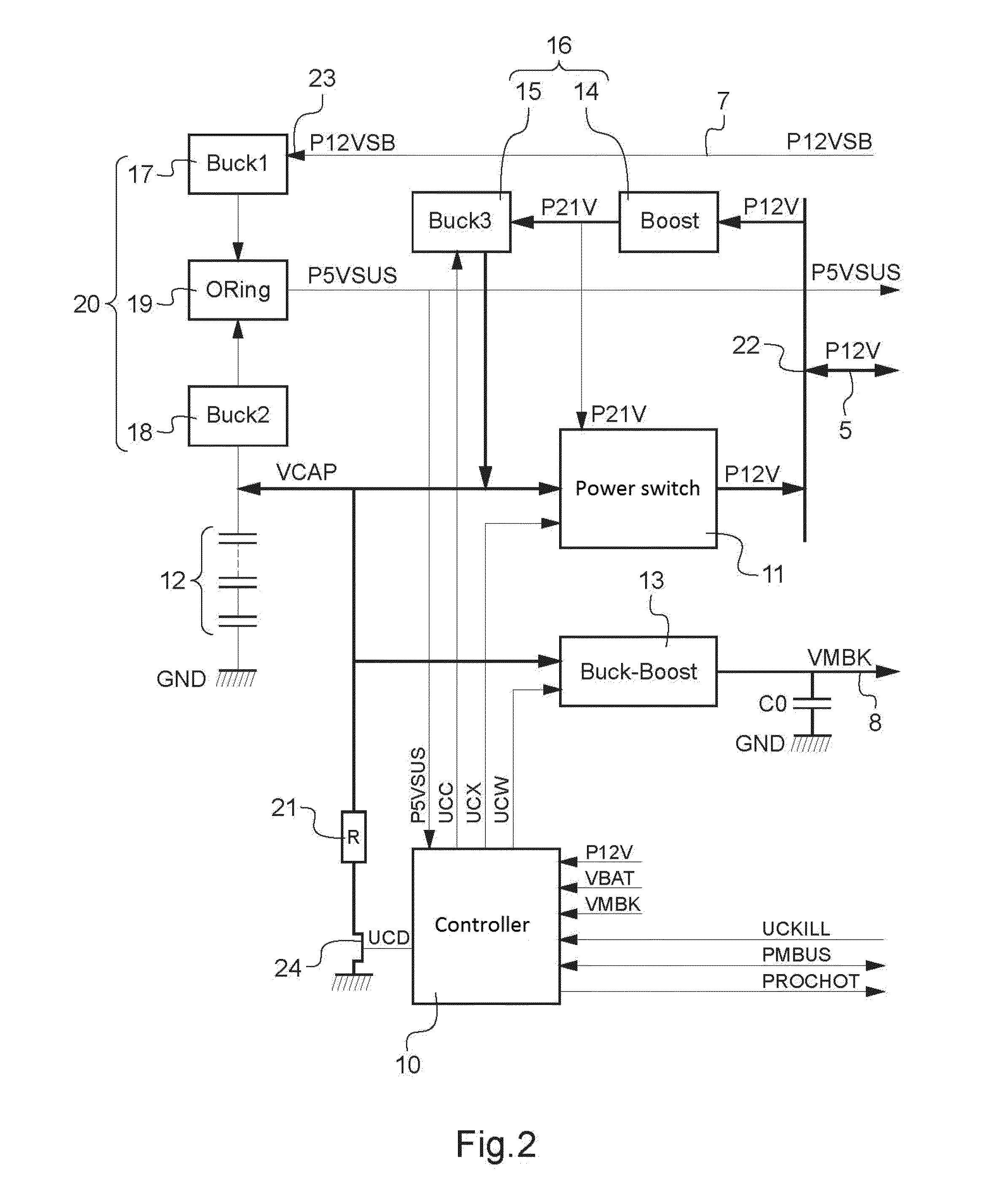 Micro power outage compensating module for a server