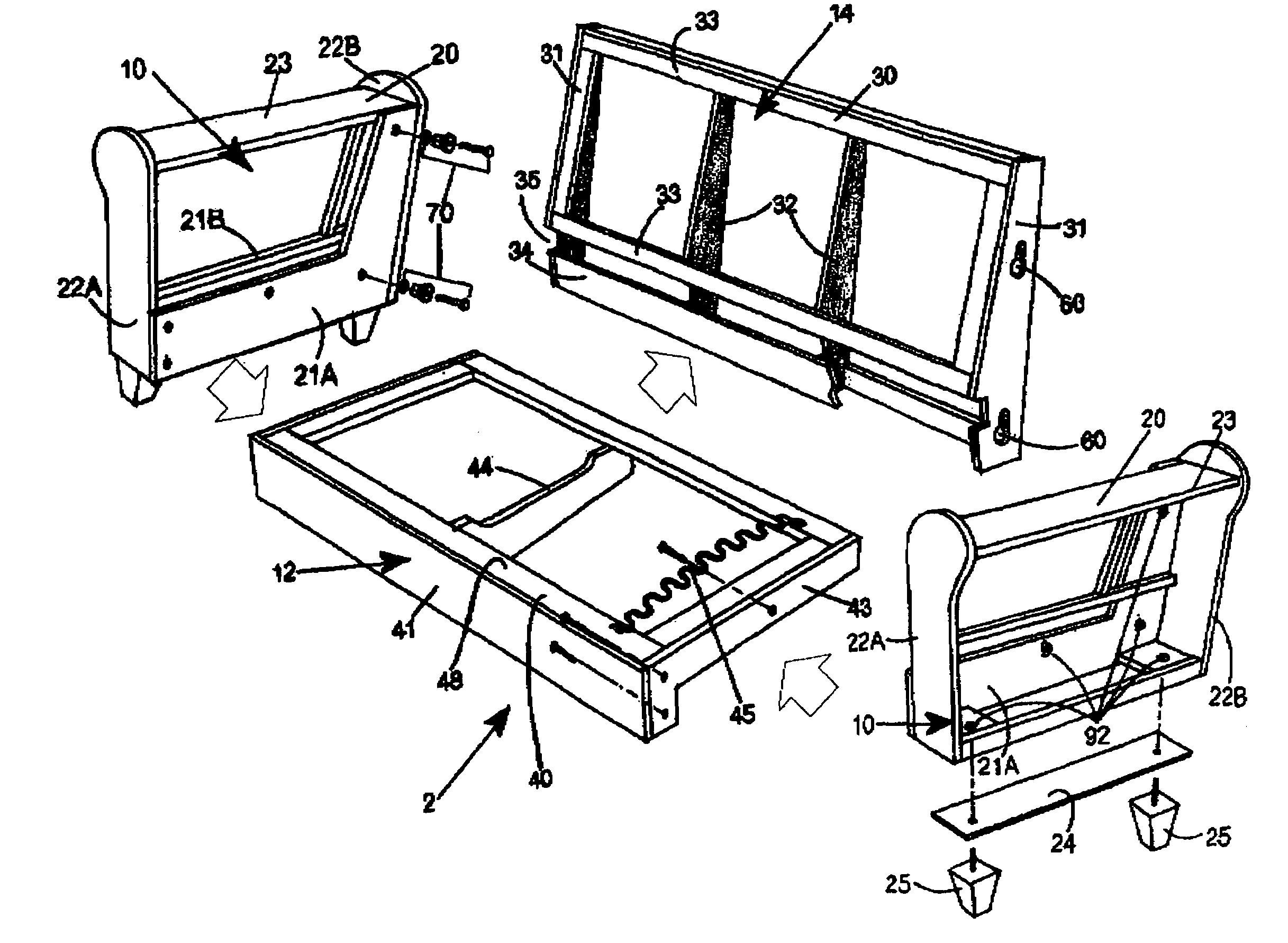 Assembly apparatus for modular components especially for upholstered furniture