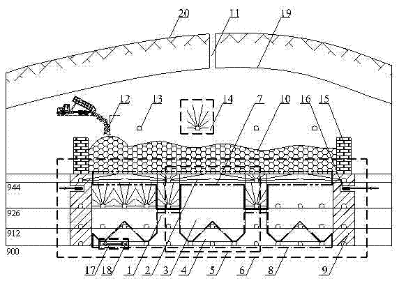 Continuous mining method of medium-thick heavy pitch ore body empty field