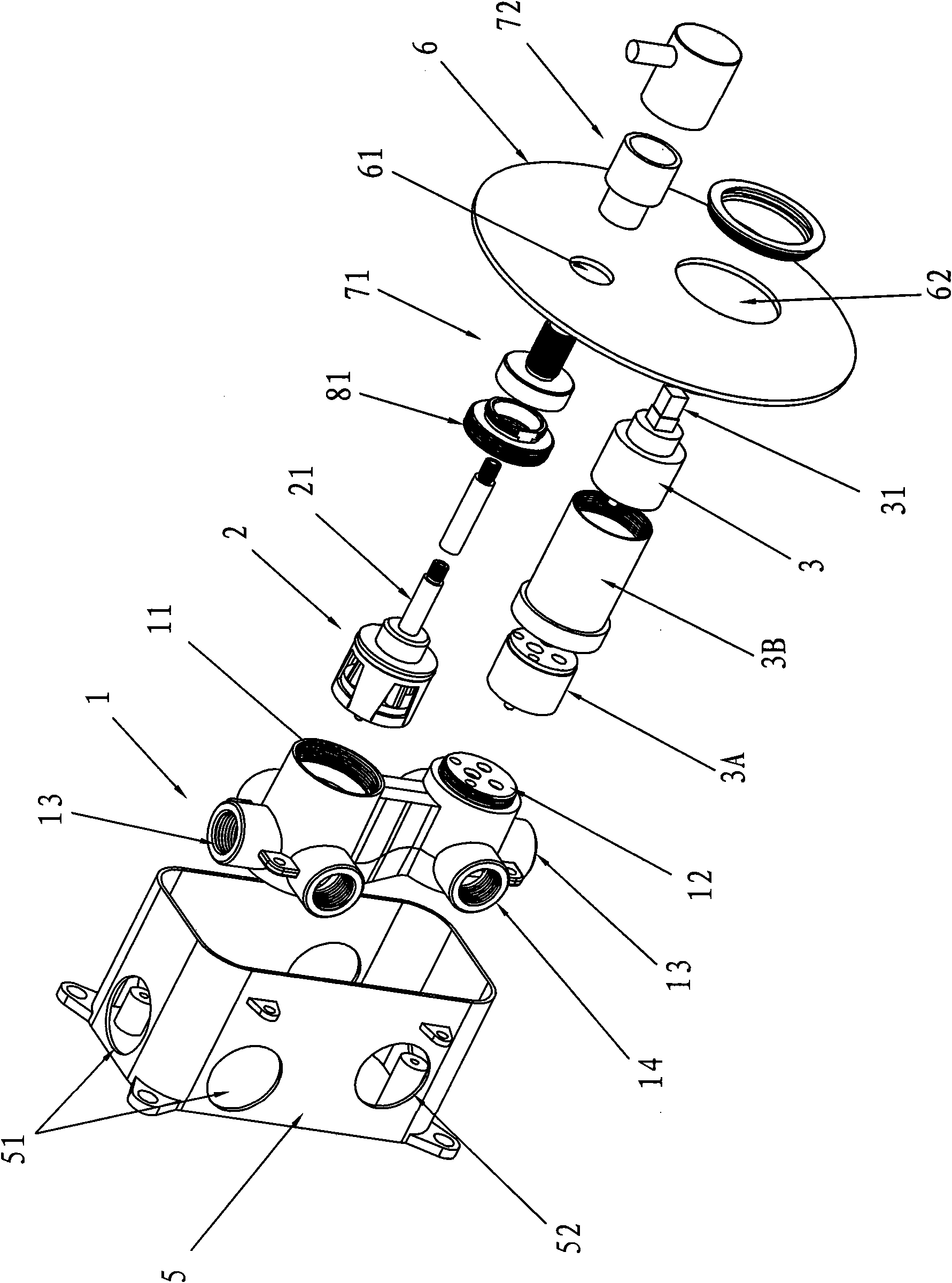 Tap capable of being embedded into wall