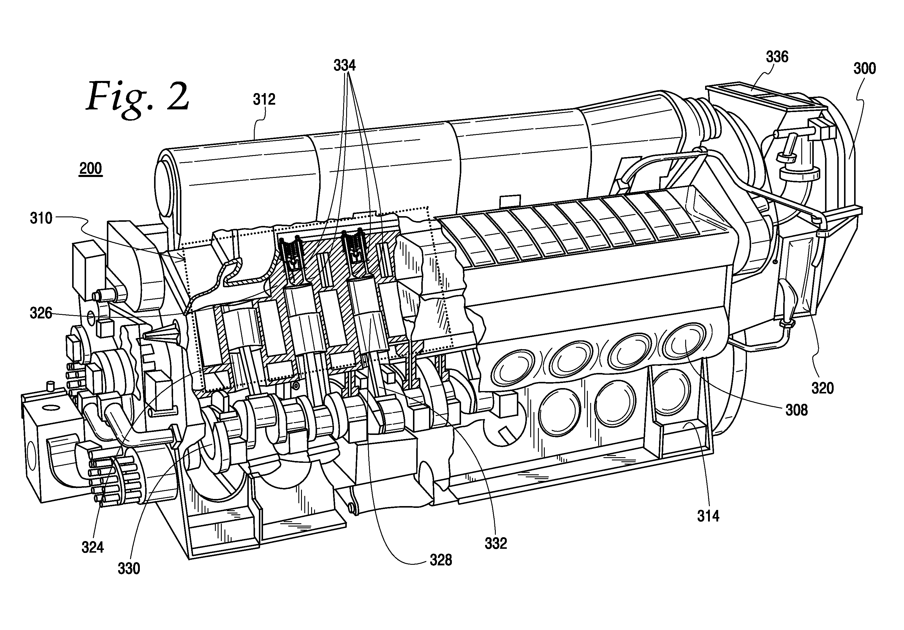 Engine exhaust valve timing and lift system for a two-stroke locomotive diesel engine having an egr system