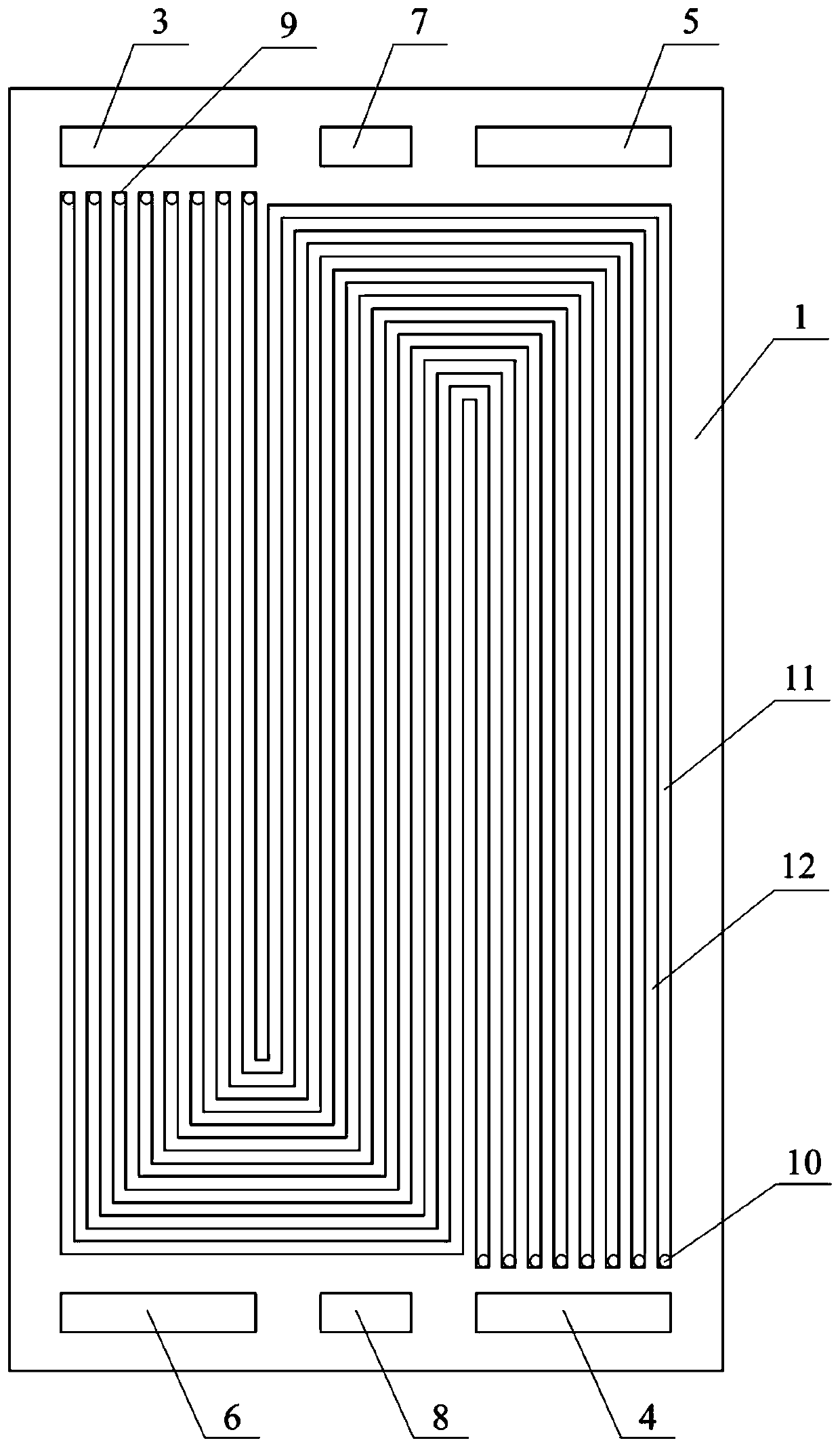 Inner fin temperature control bipolar plate and working method thereof