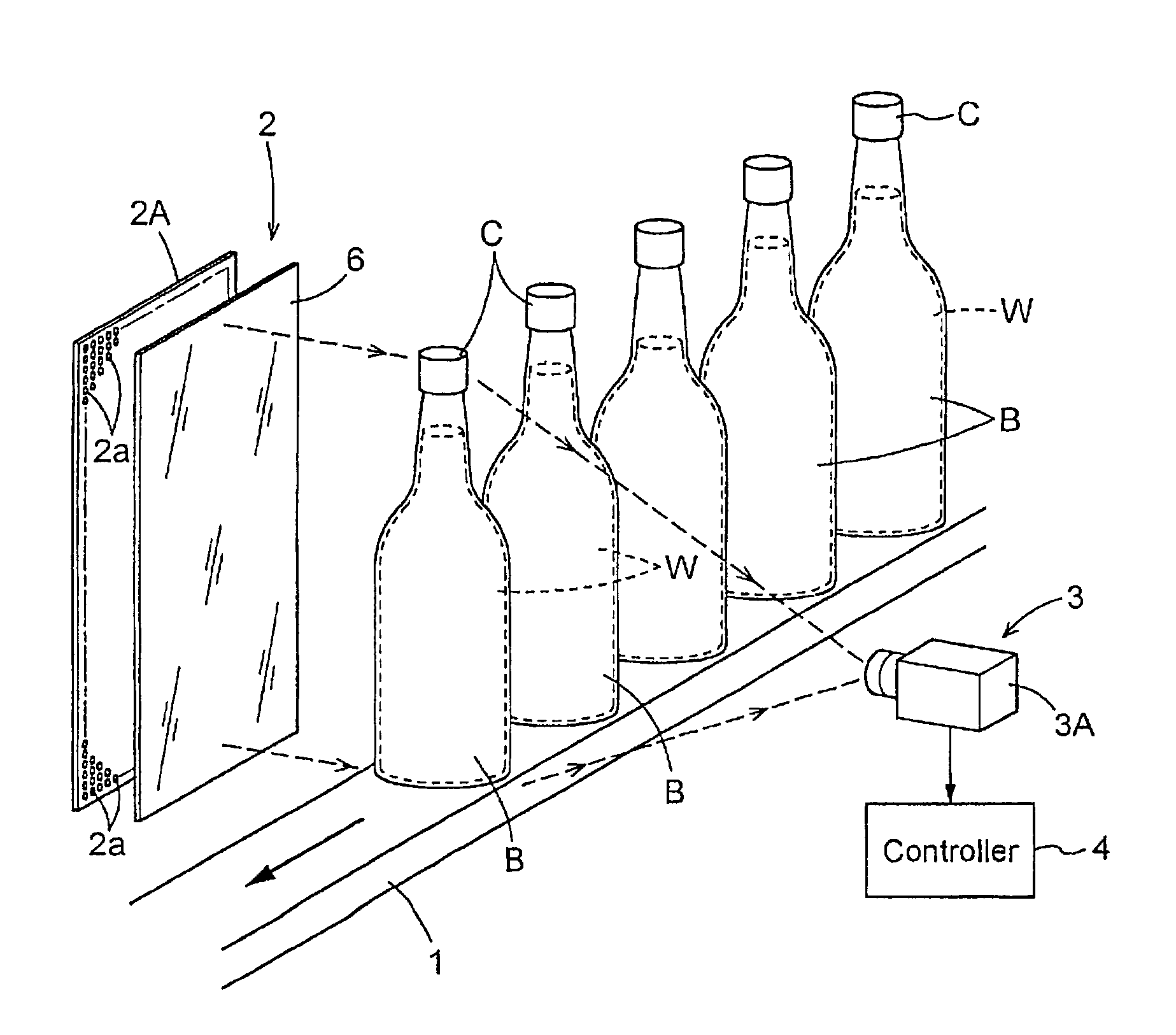 Method and device for imaging liquid-filled container