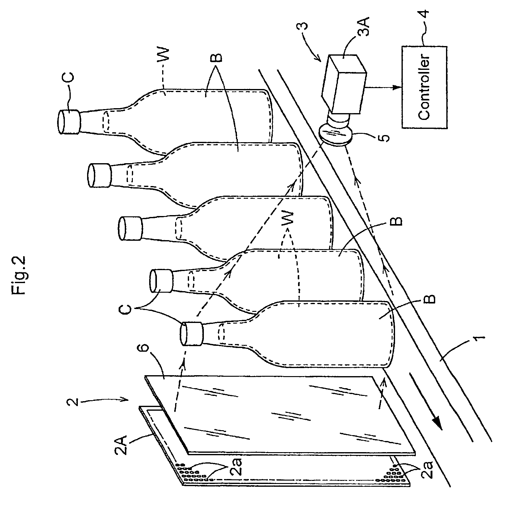 Method and device for imaging liquid-filled container