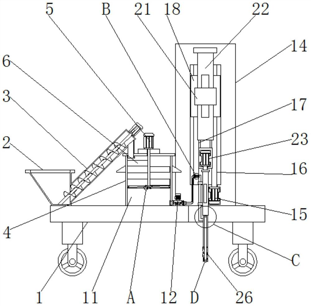 Roadbed underground grouting reinforcement device for road construction