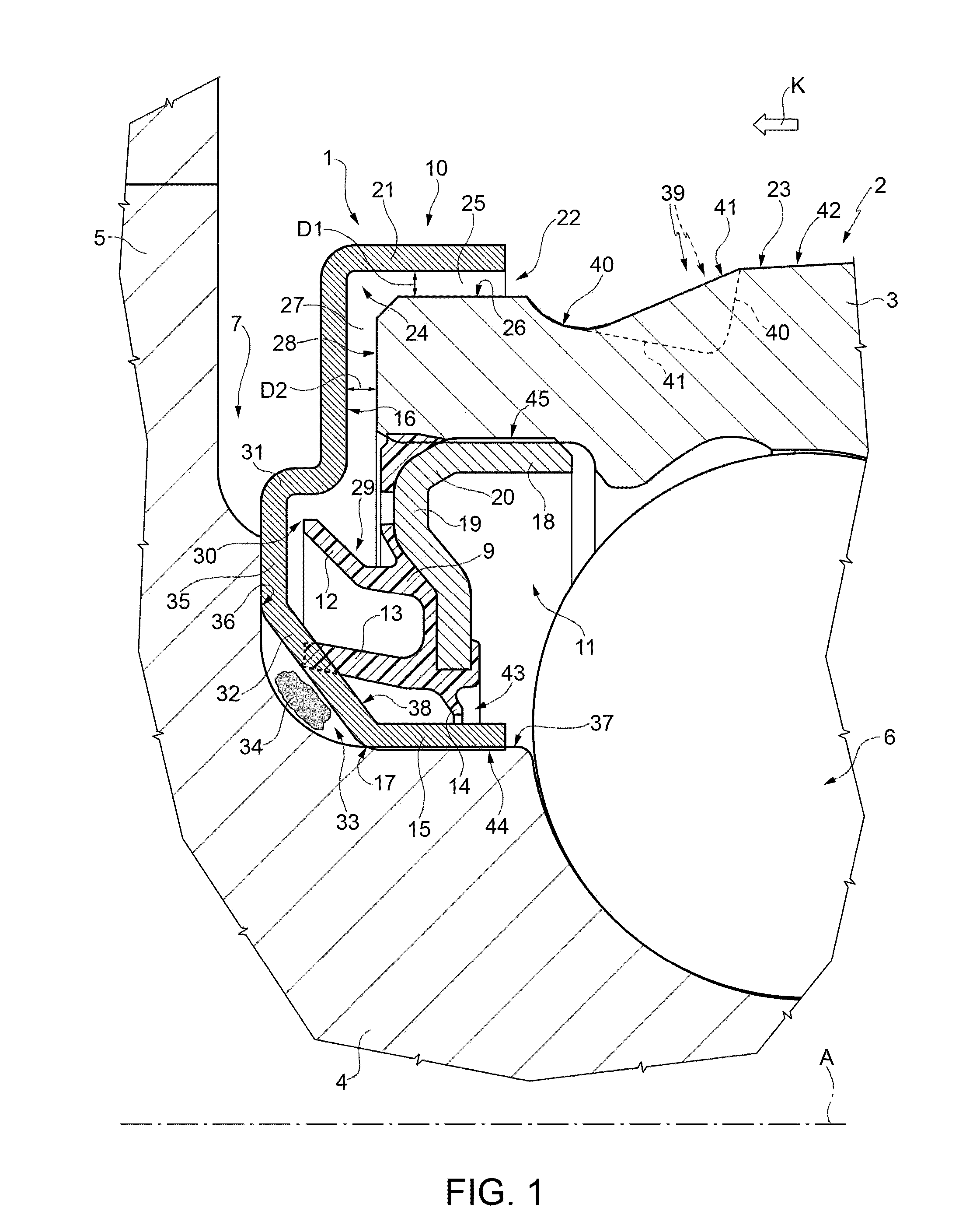 Hub bearing unit equipped with a low friction sealing assembly