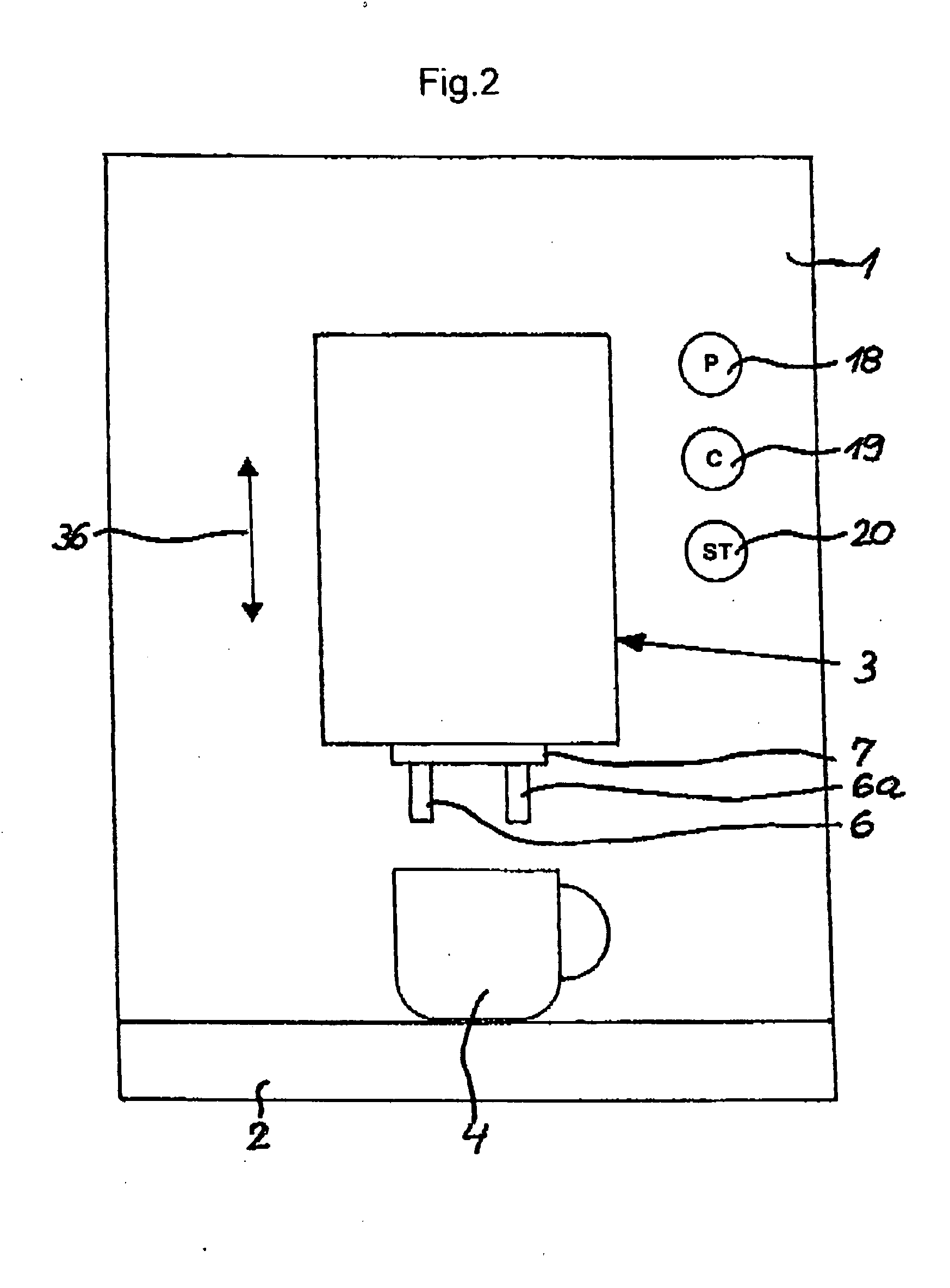 Coffee automat having a vertically adjustable and lockable outflow unit