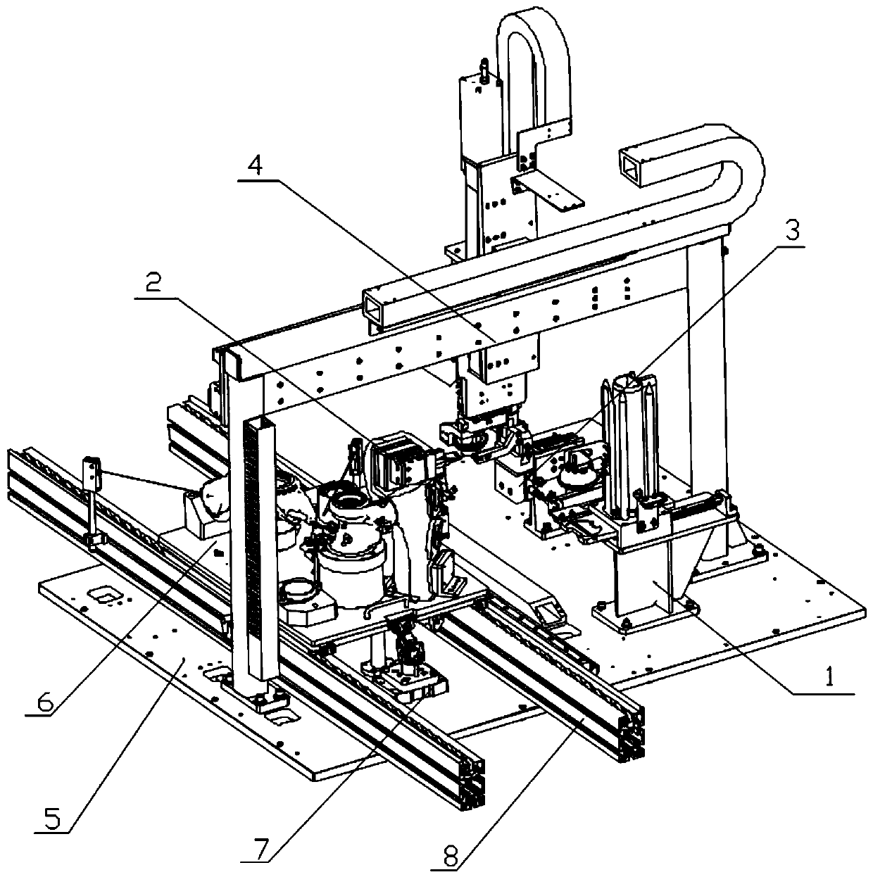 An automatic assembly mechanism for an elastic snap ring