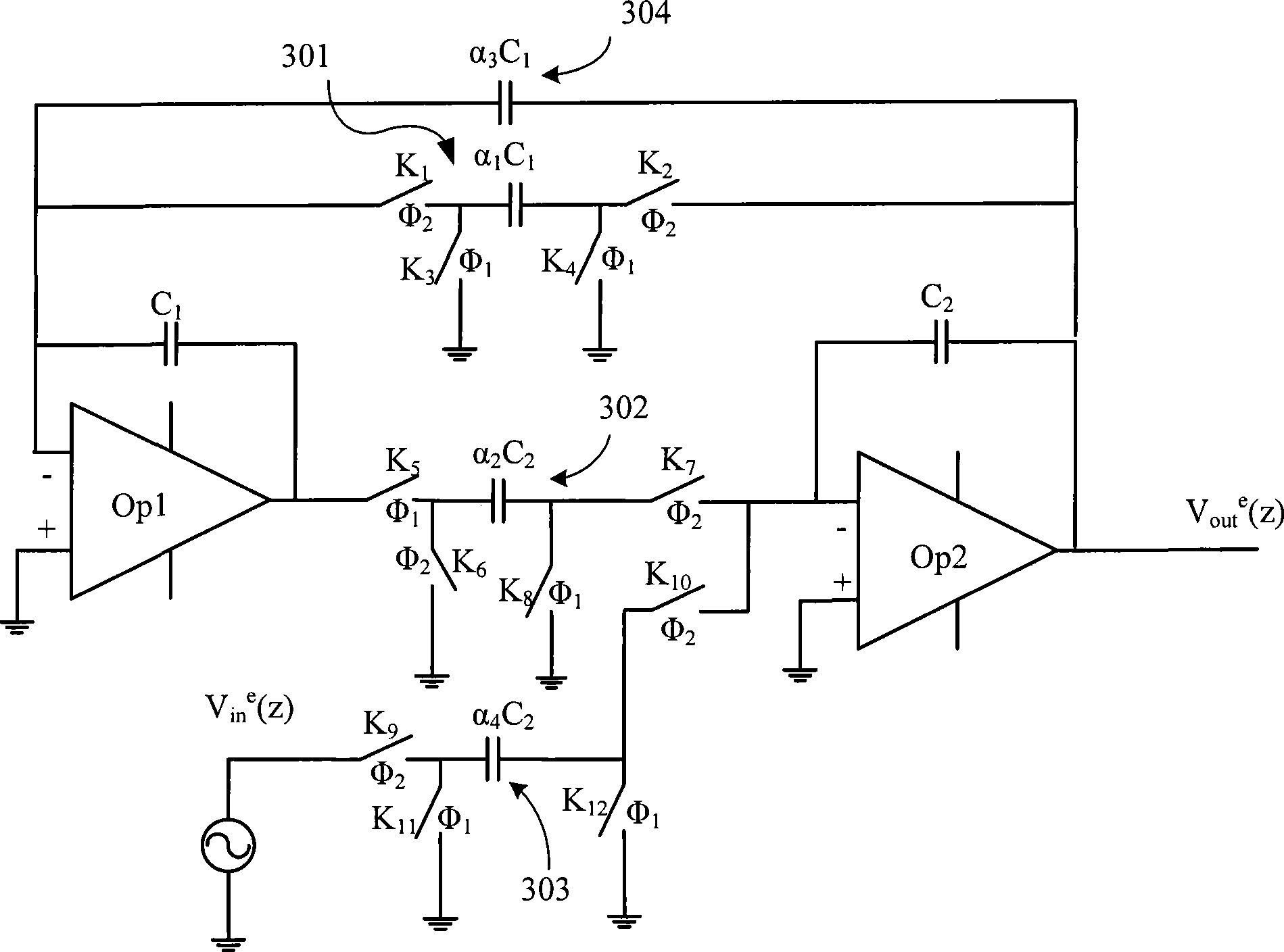 Switch capacitor band-pass filter and continuous time band-pass filter