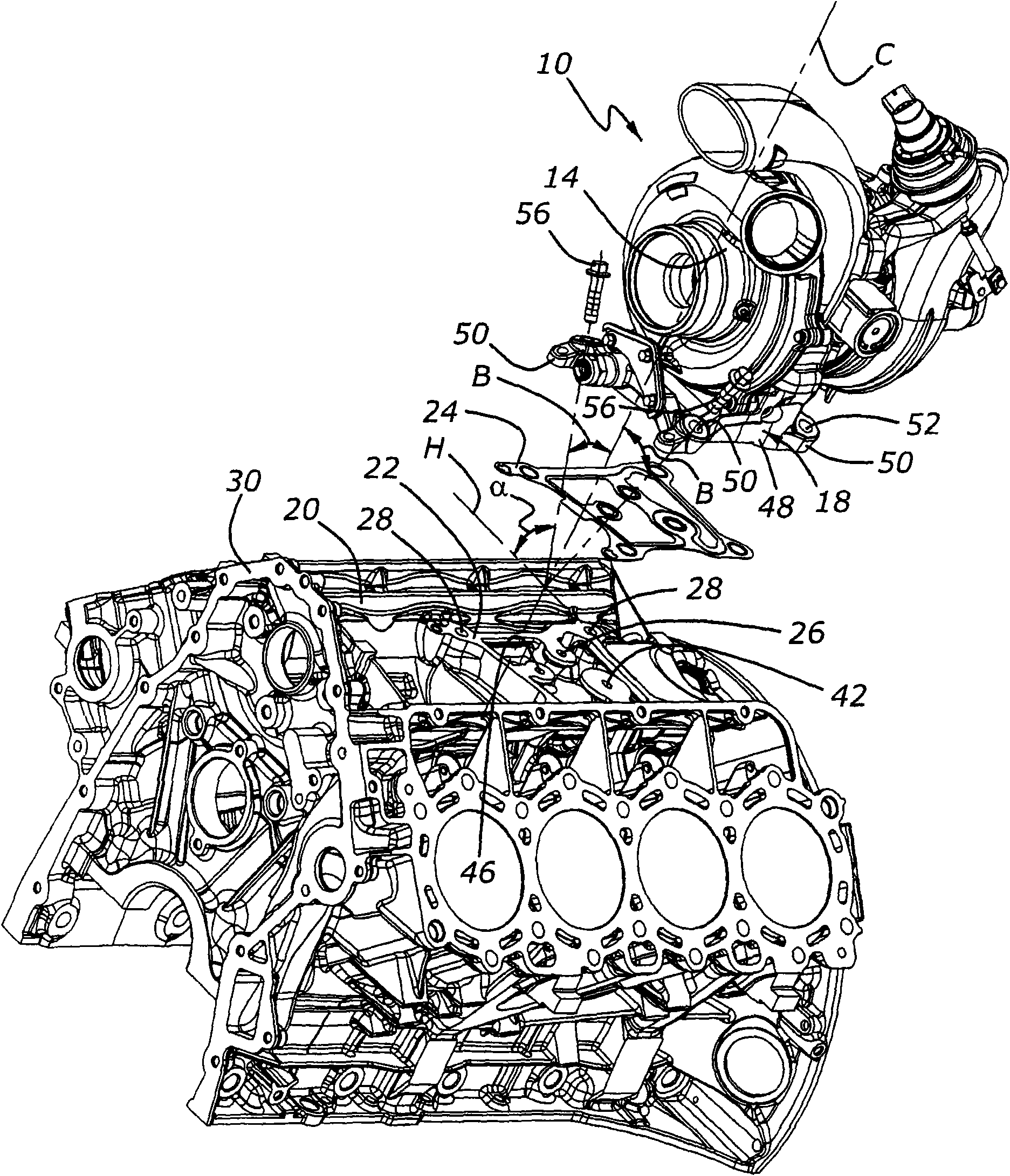 Pedestal installed on cylinder body and turbocharger system for internal combustion engine