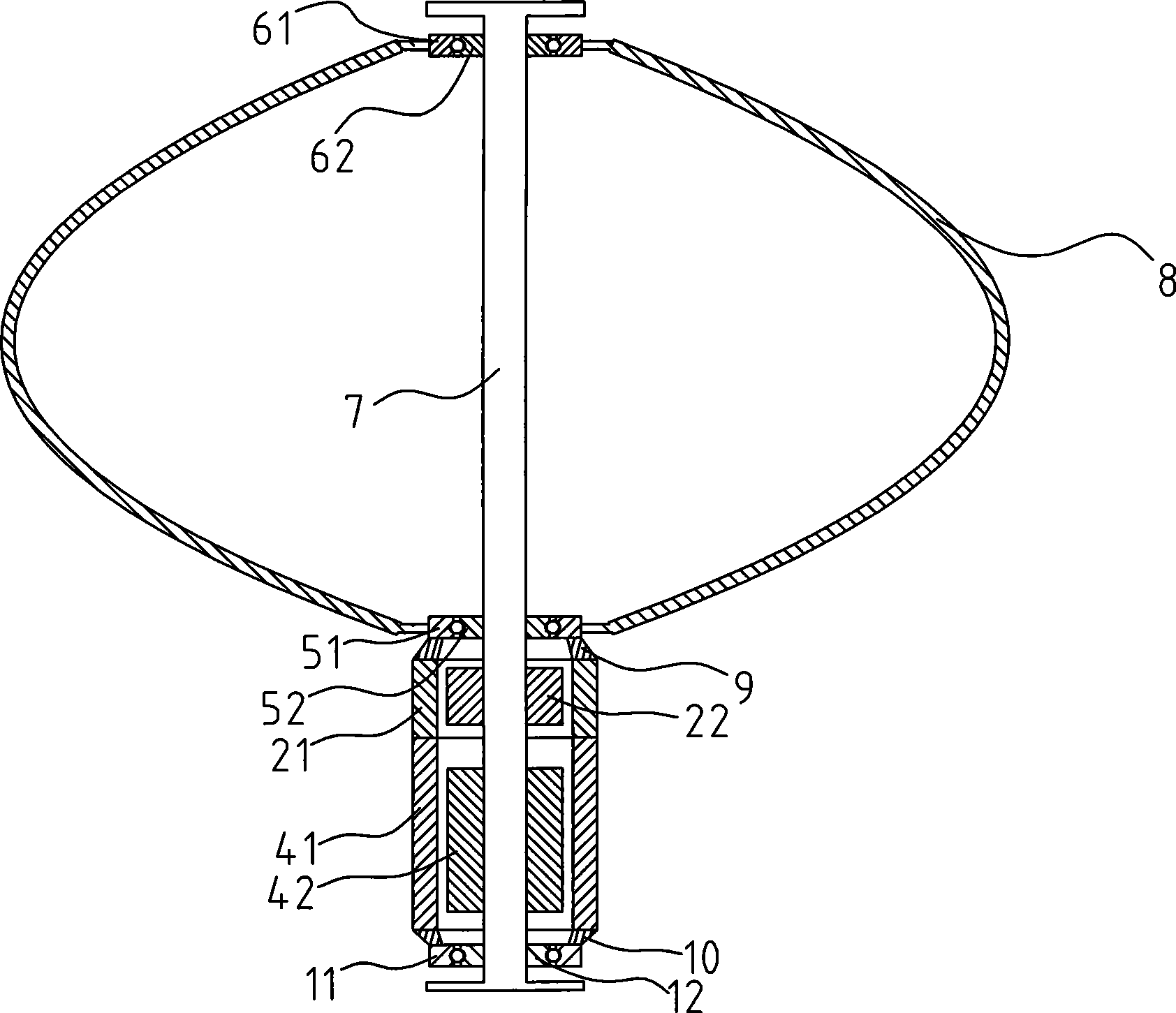 Vertical wind power generator with motor startup mode