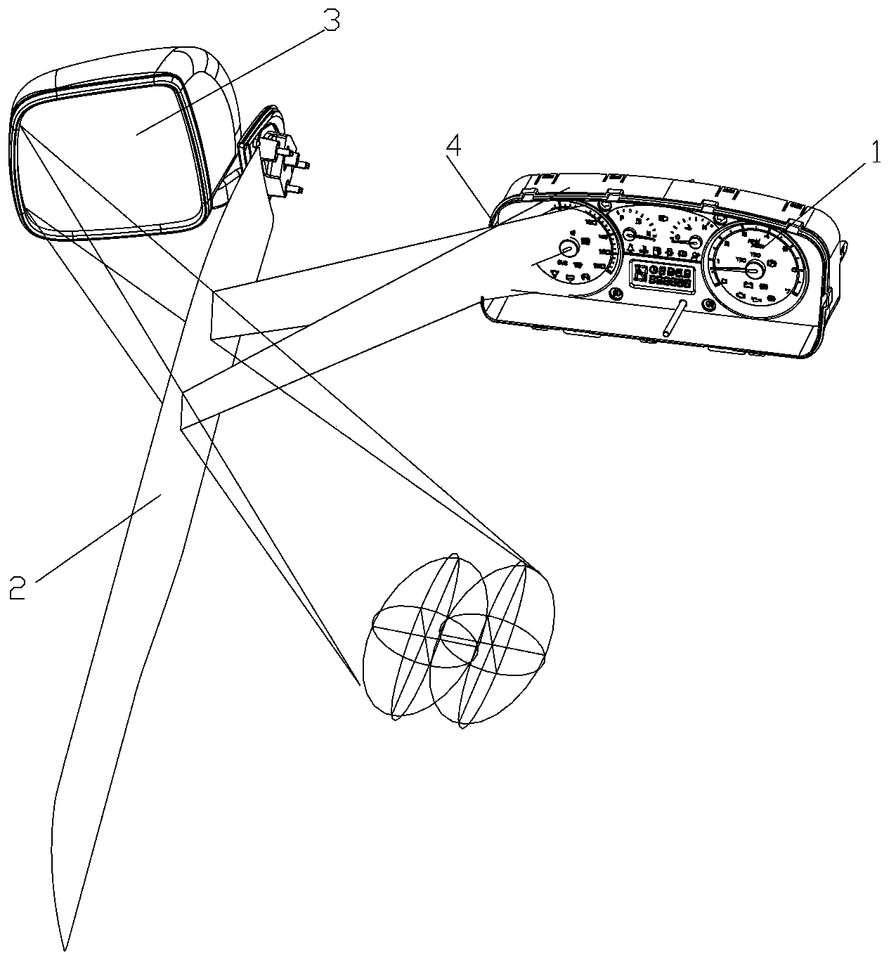 Automobile, checking method for reflected light of instrument panel of automobile on front door glass and manufacturing method for automobile