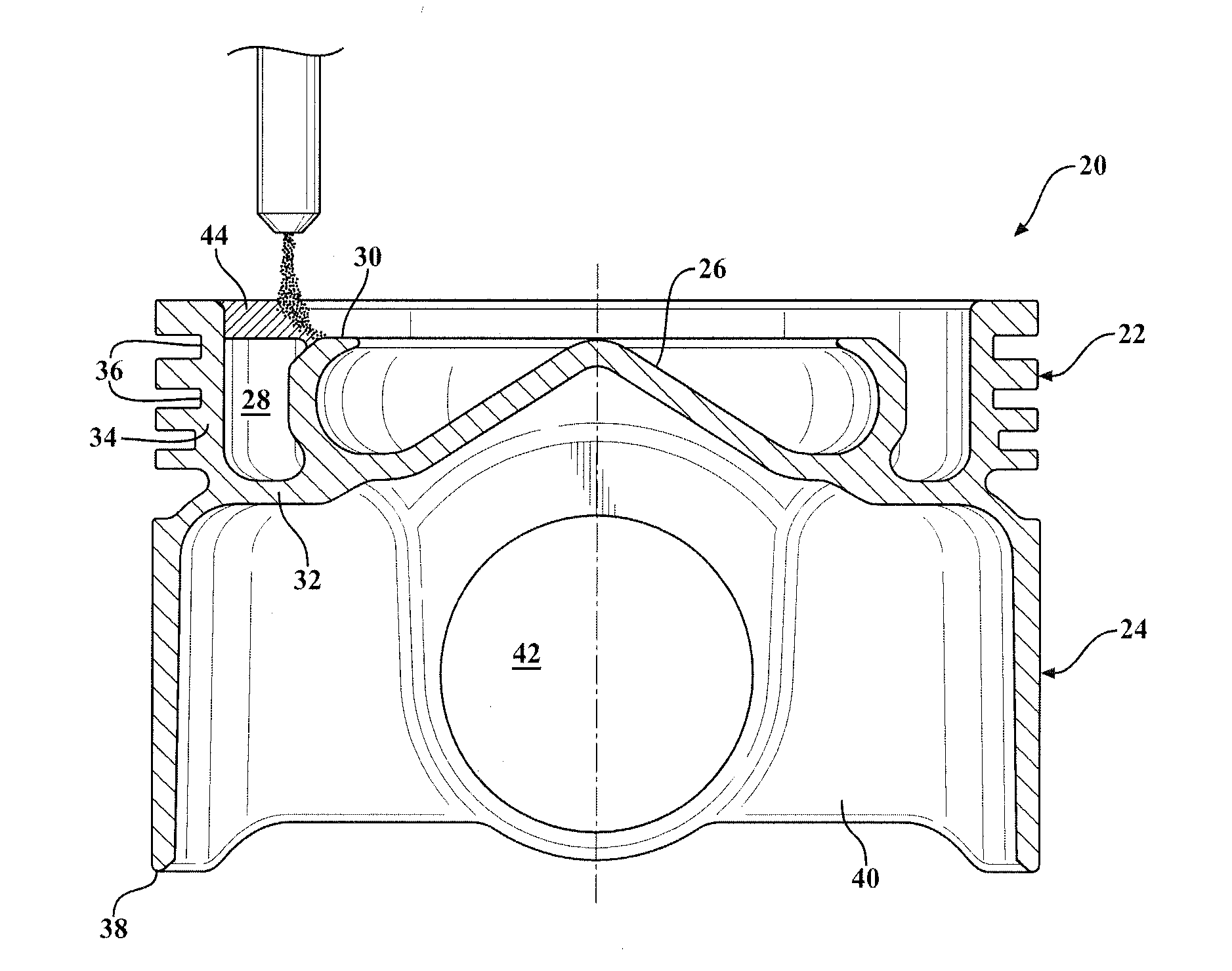 One-piece piston featuring additive machining produced combustion bowl rim and cooling gallery