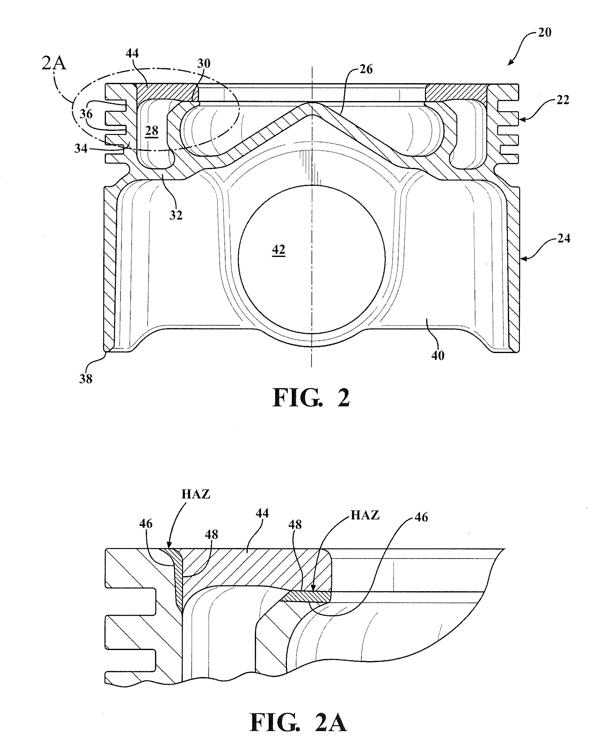 One-piece piston featuring additive machining produced combustion bowl rim and cooling gallery