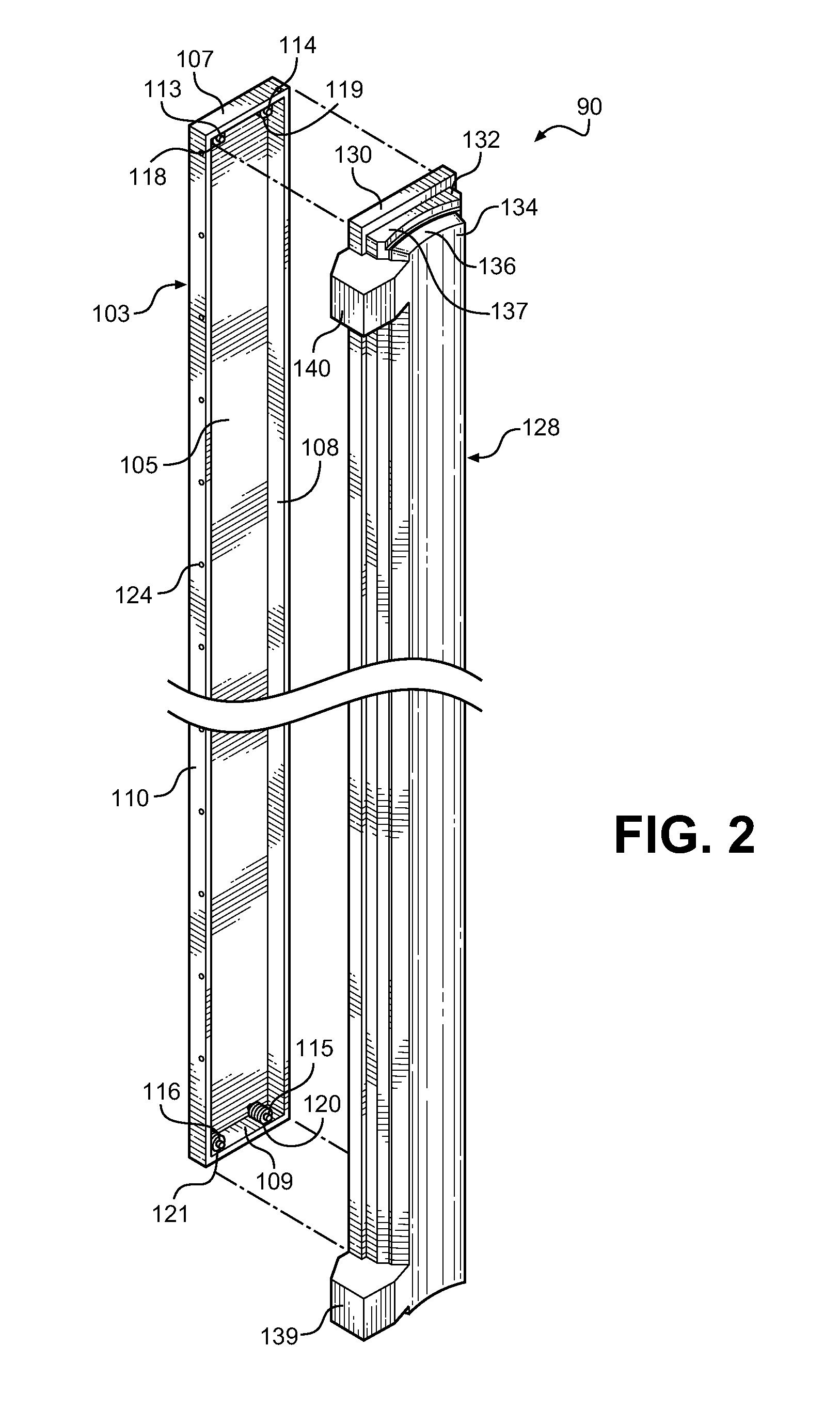 Spring loaded mullion for french door refrigertor