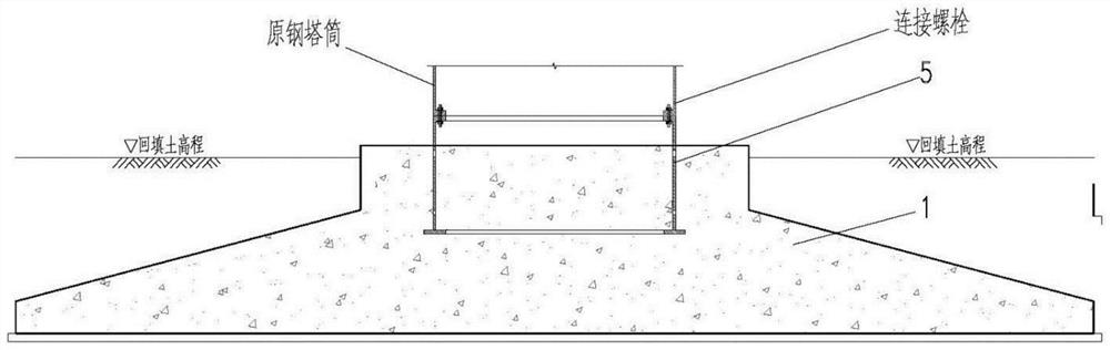 Transformation method suitable for built old wind power plant fan foundation and application