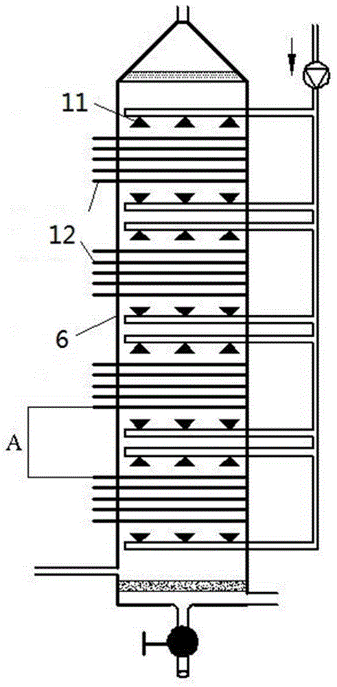 Photolytic peroxide up and down counter spray atomizing bed desulfurization and denitrification method