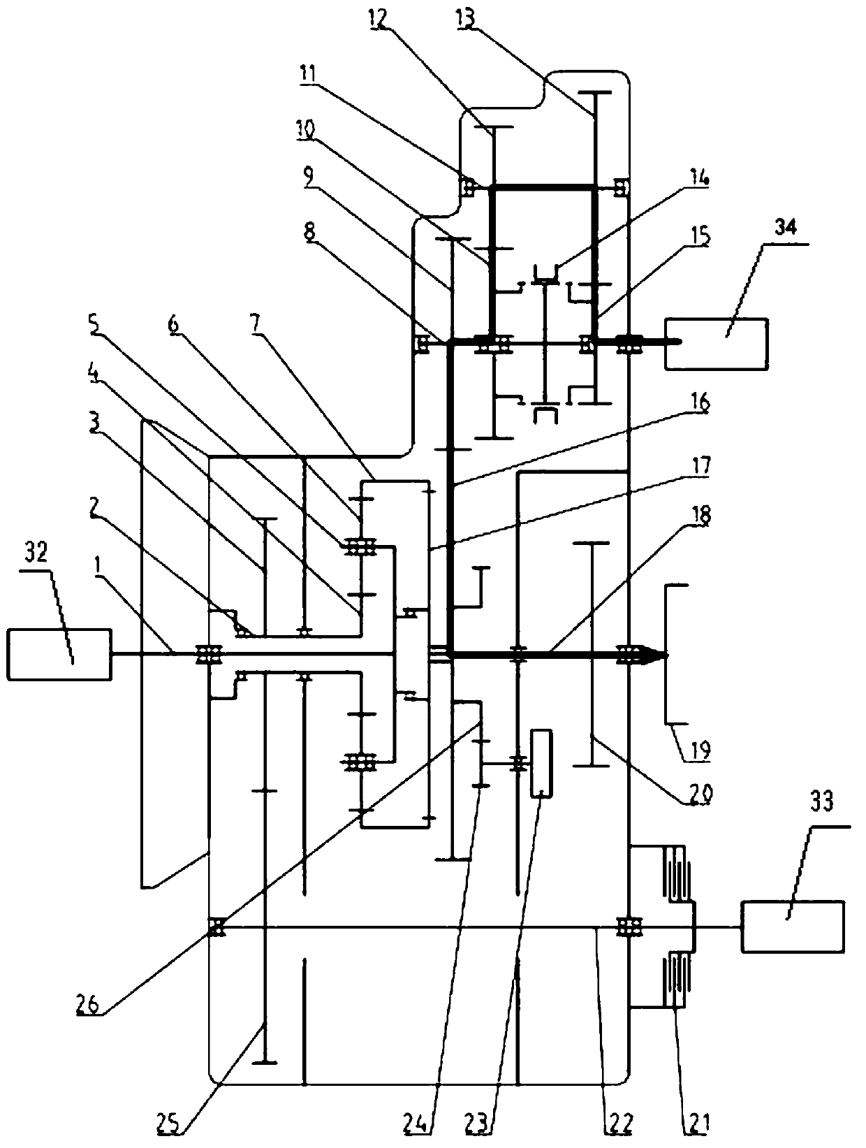 Two-shift hybrid power transmission