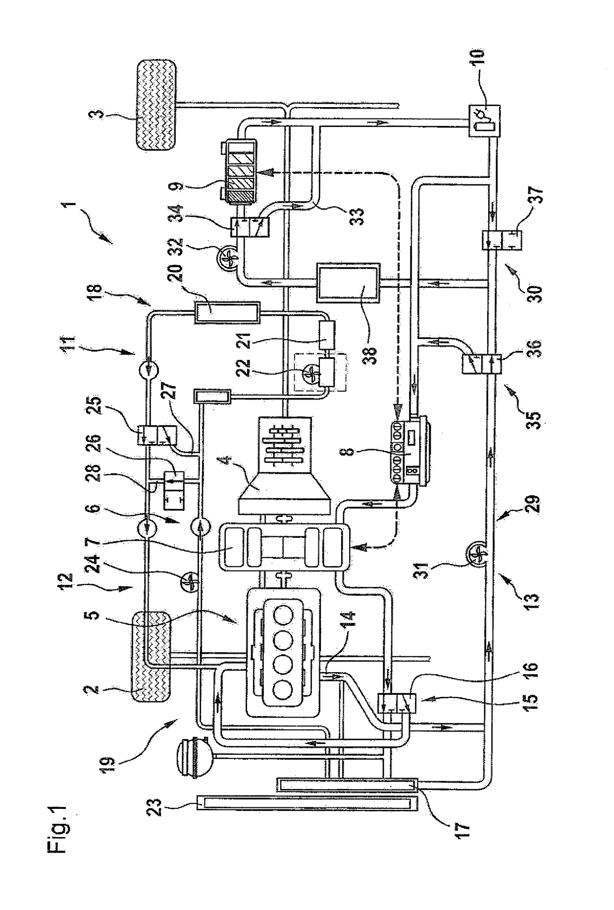 Temperature control system for hybrid powertrain and method of operating a temperature control system